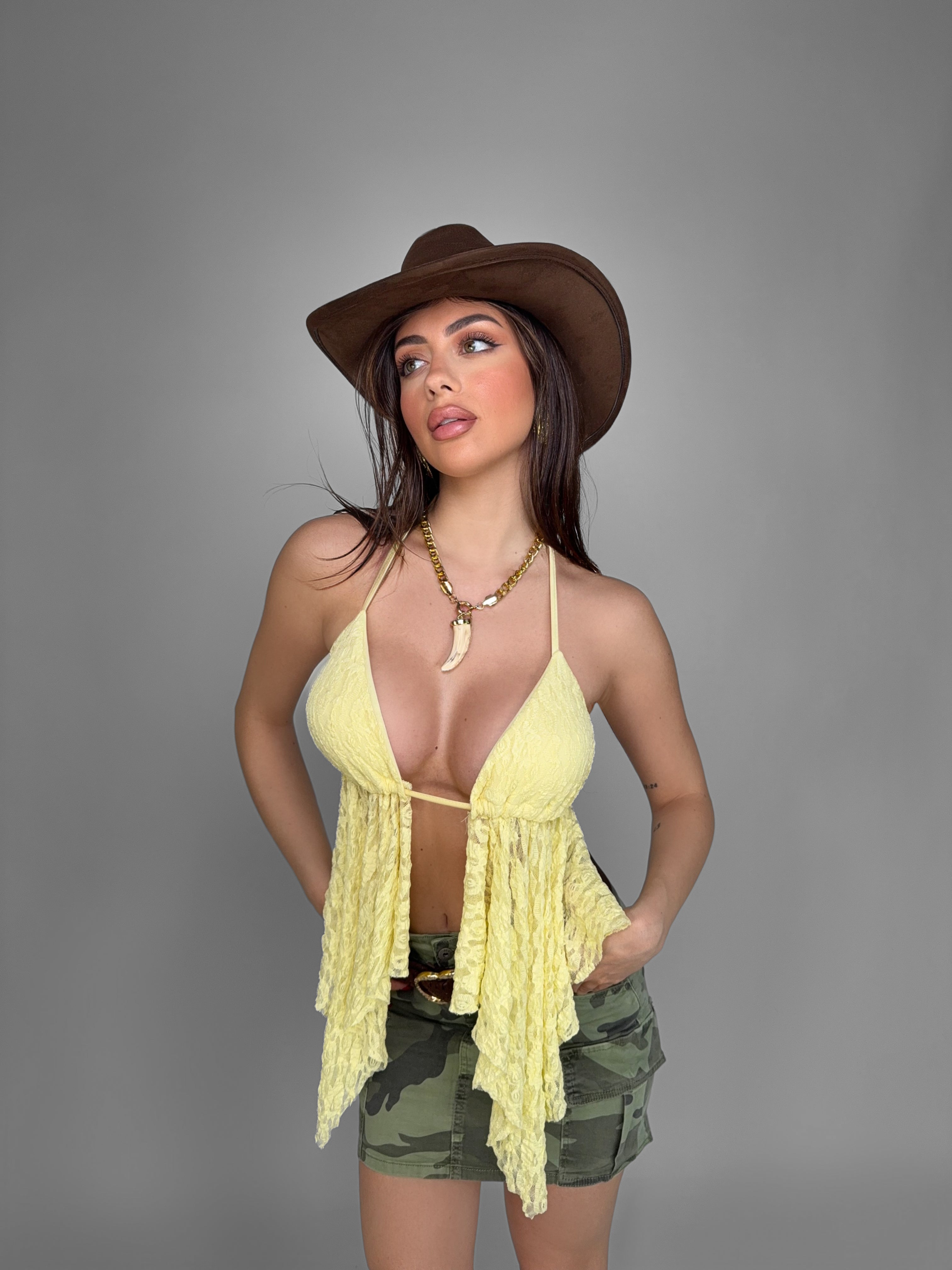 Top Lace Flounce-Yellow