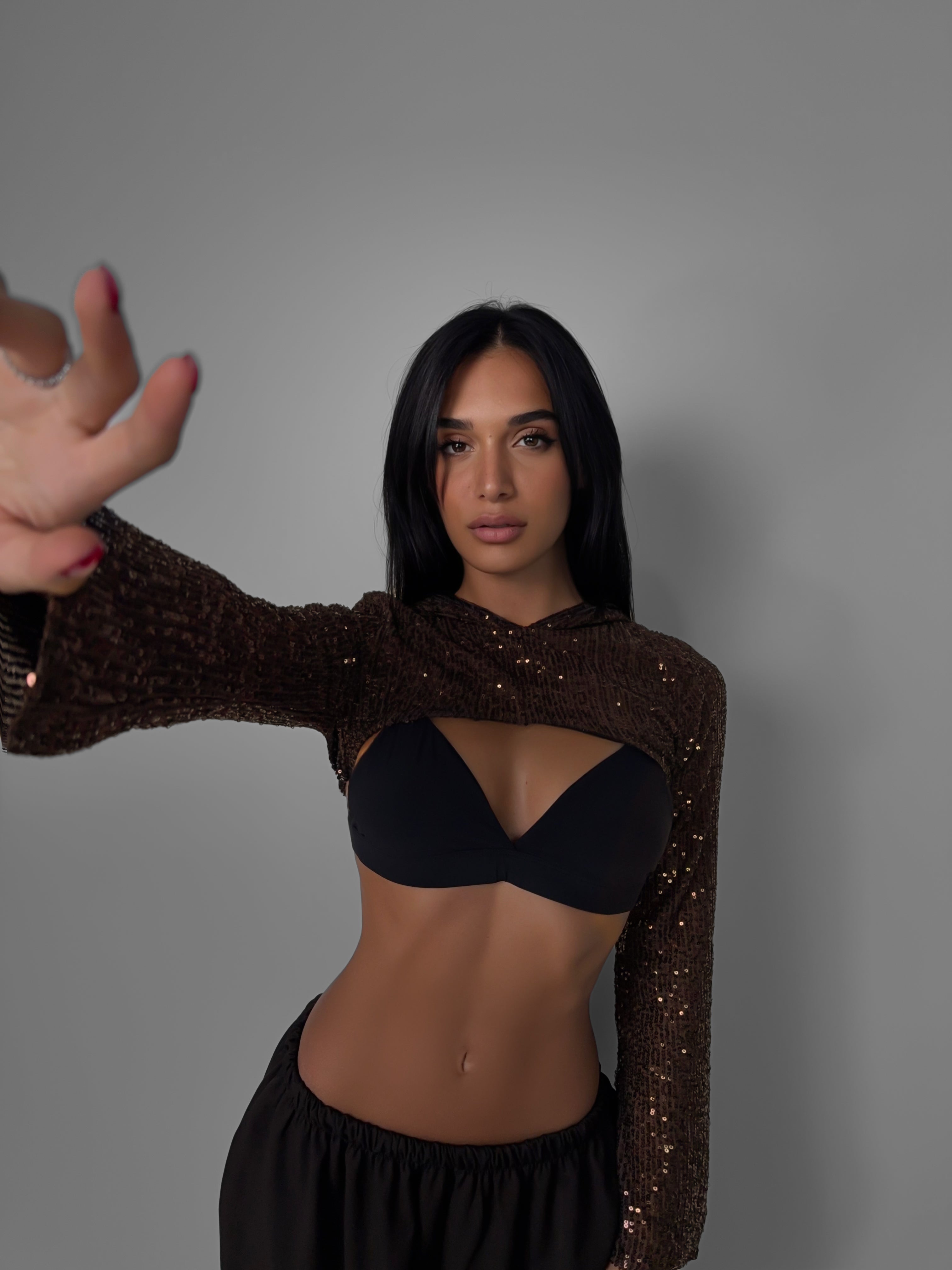 Maglia Crop Paillettes