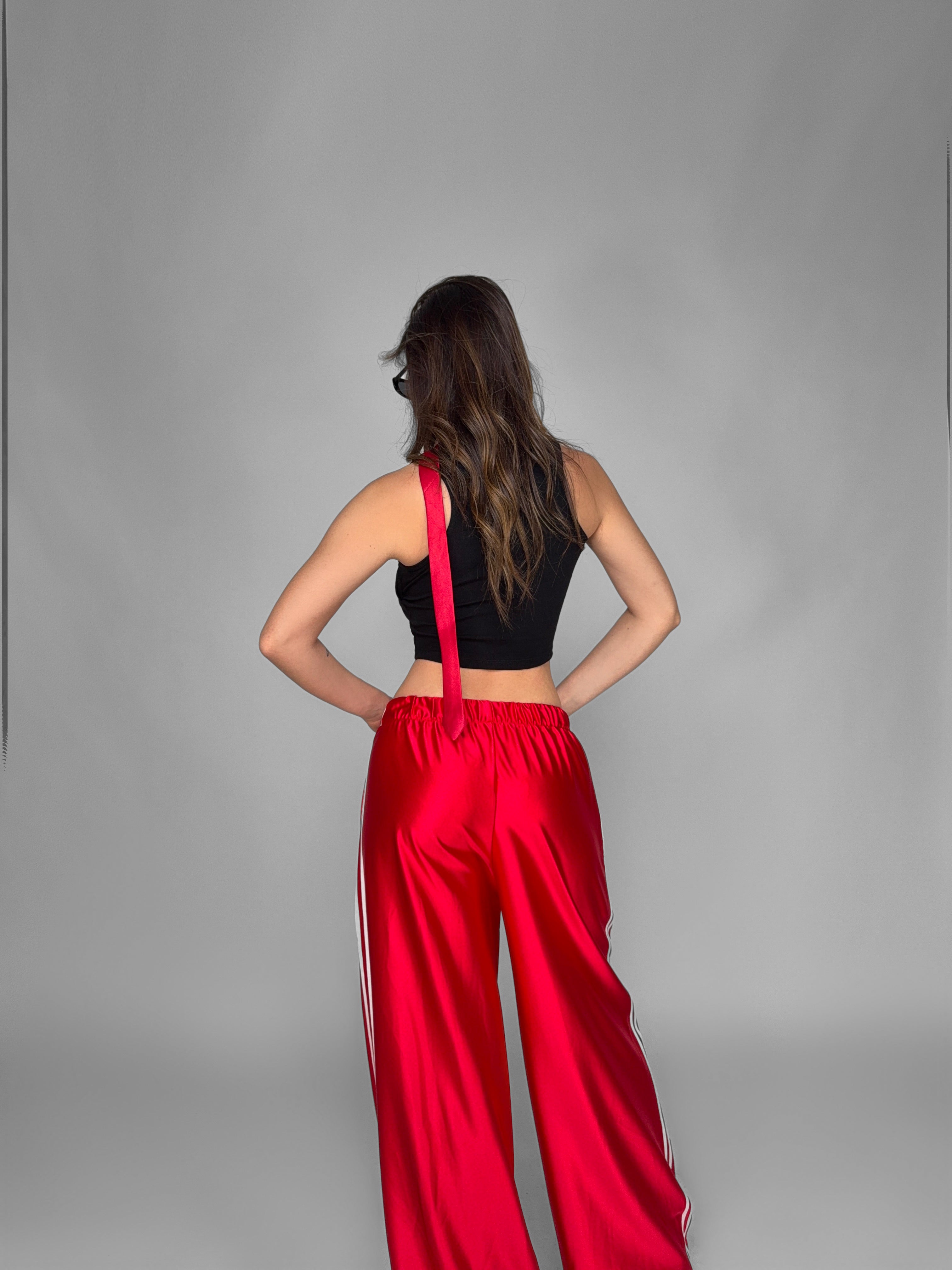 Shiny Side-Red Trousers