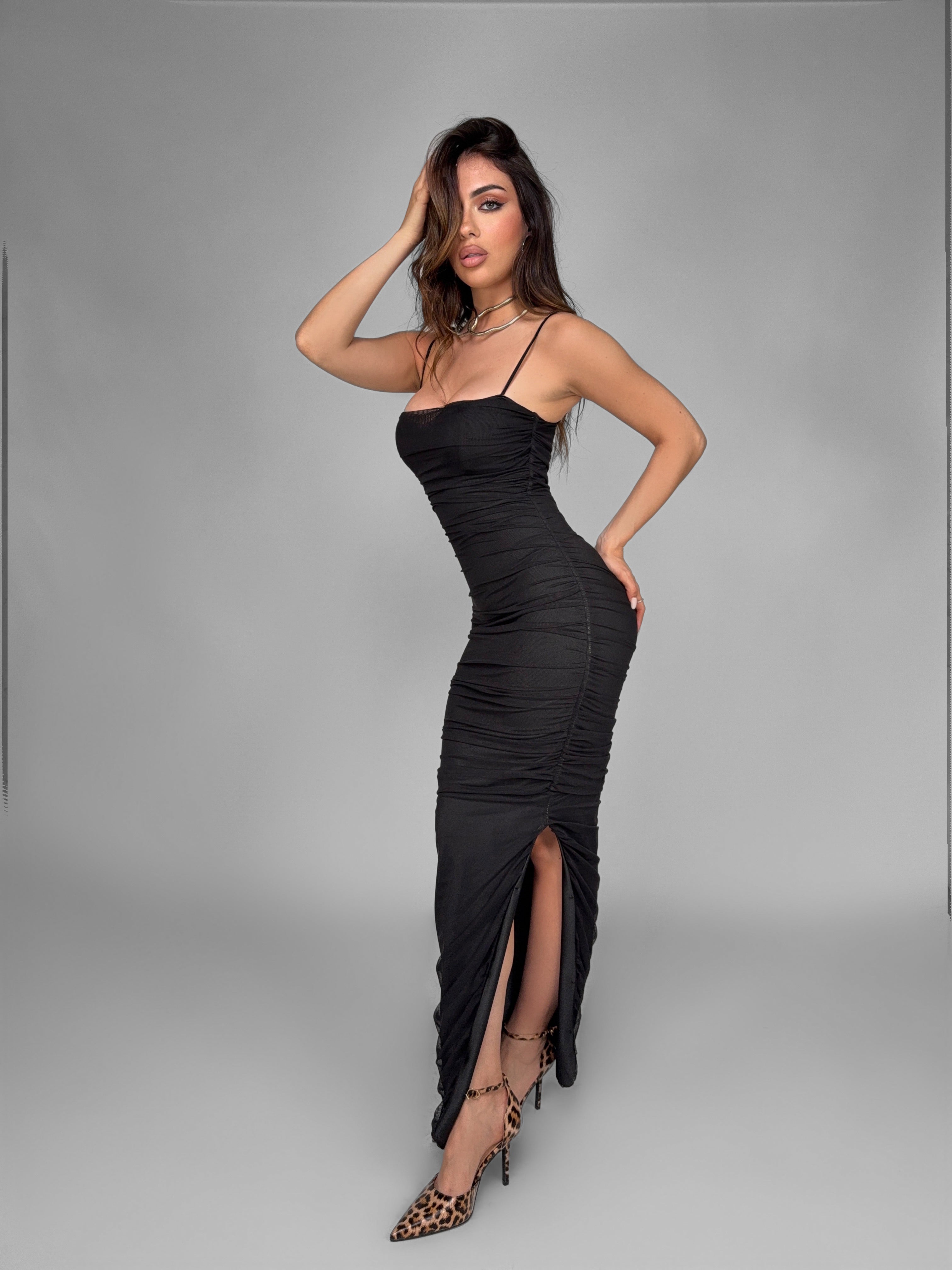 Abito Draped Aura-Black