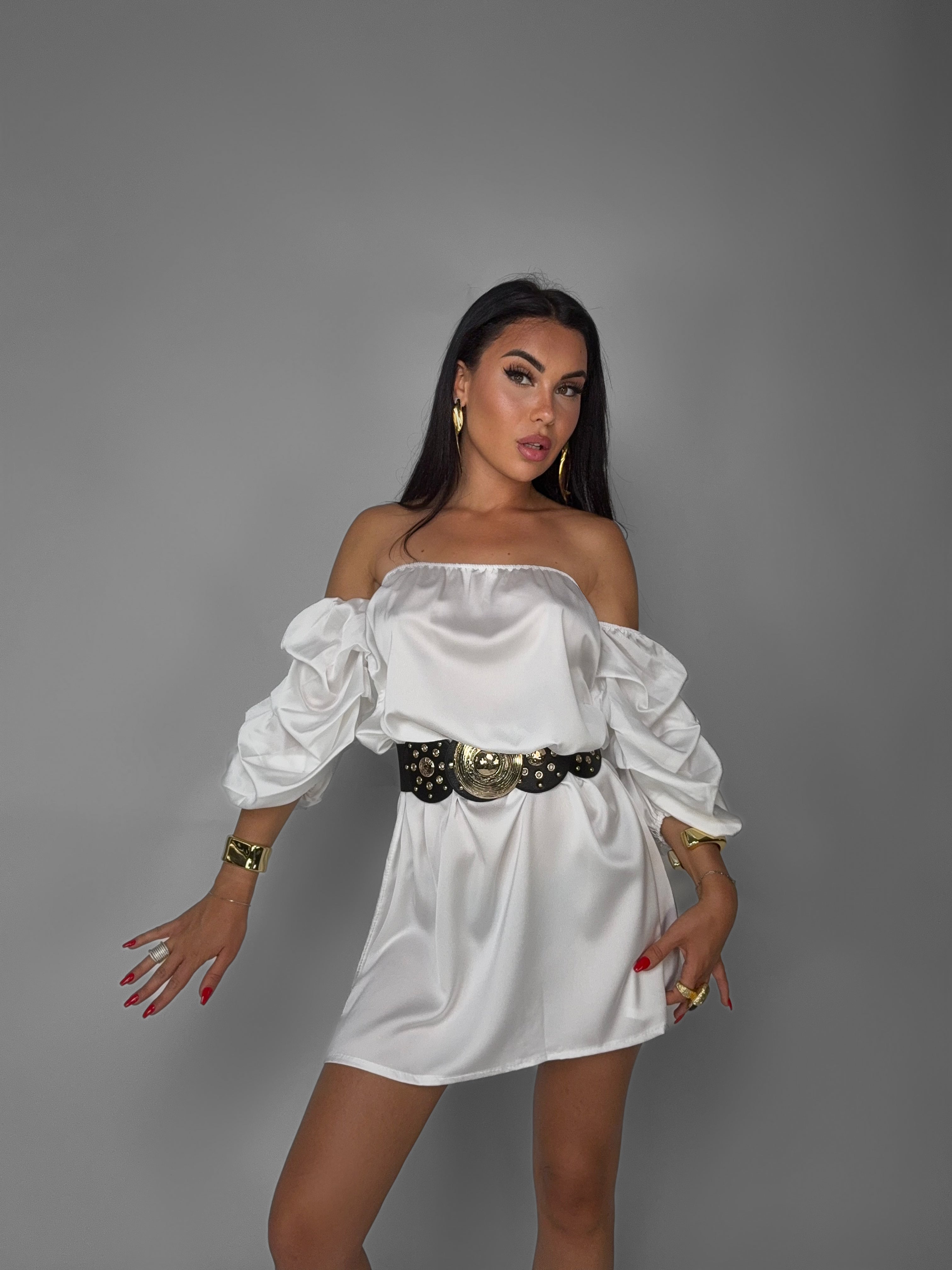 Abito Bloom Sleeve-White