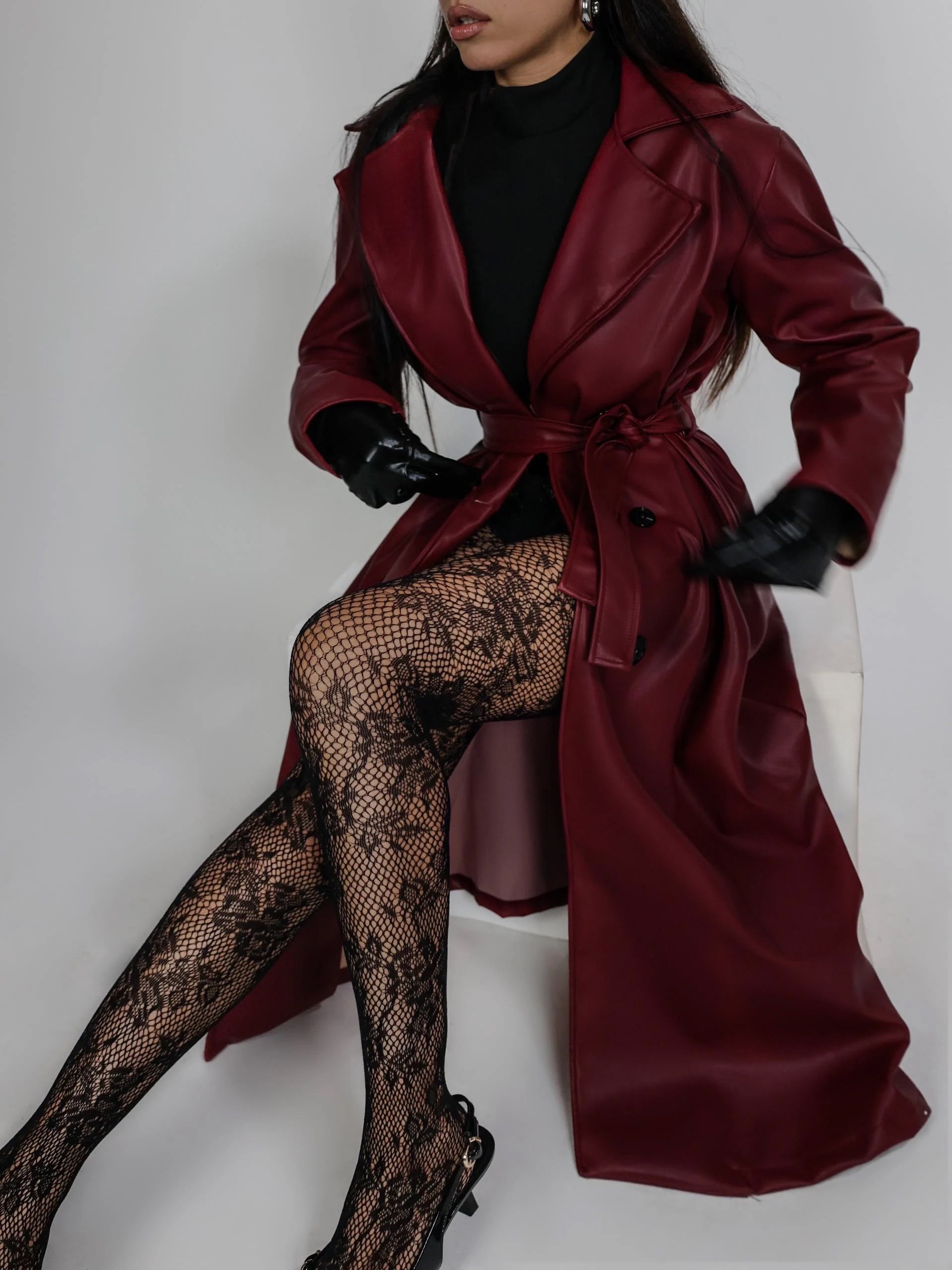Trench Leather Mania - Cherry Red