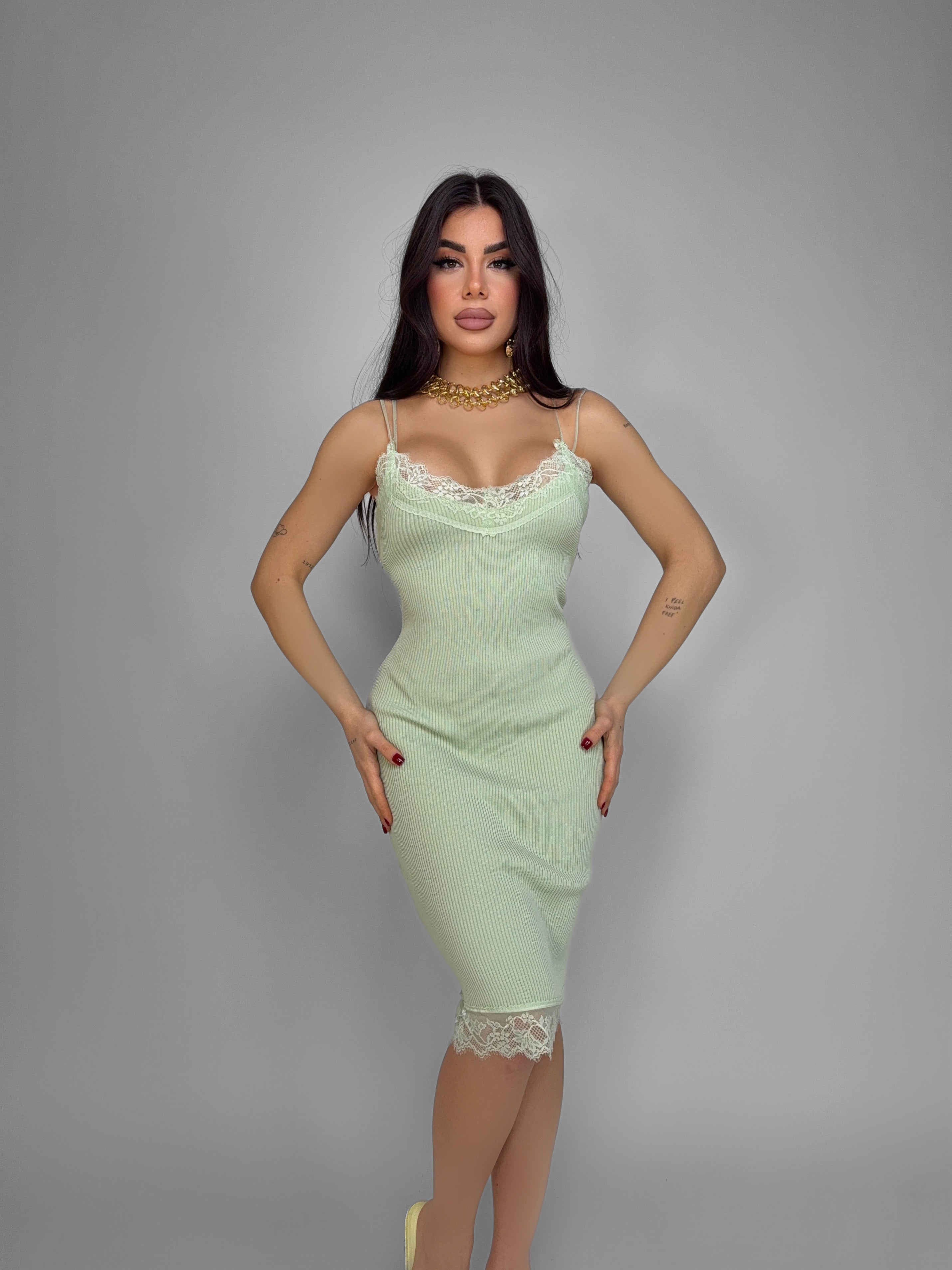 Abito Midi Lace - Green