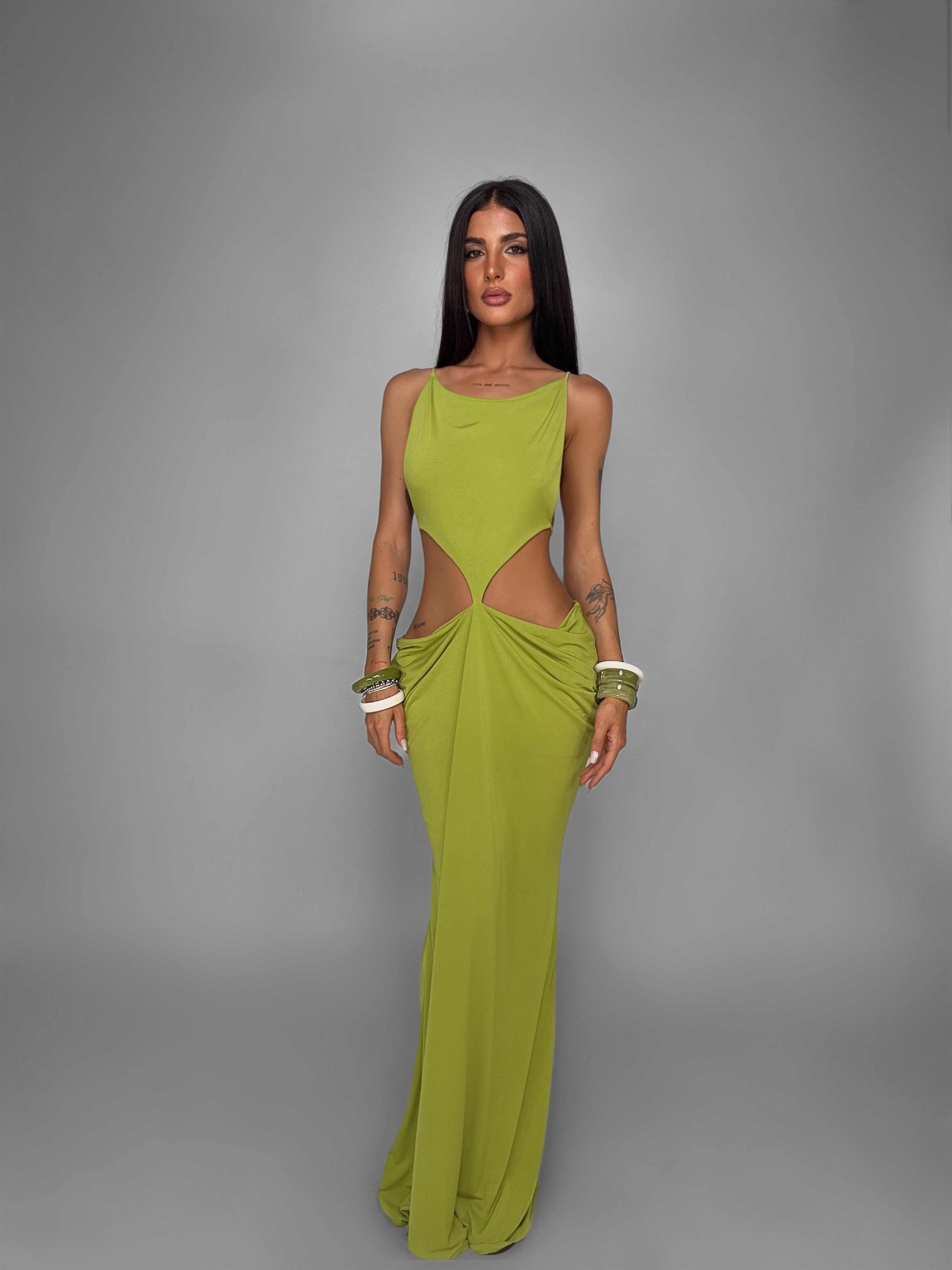 Abito Side Slit Cut-Out-Green