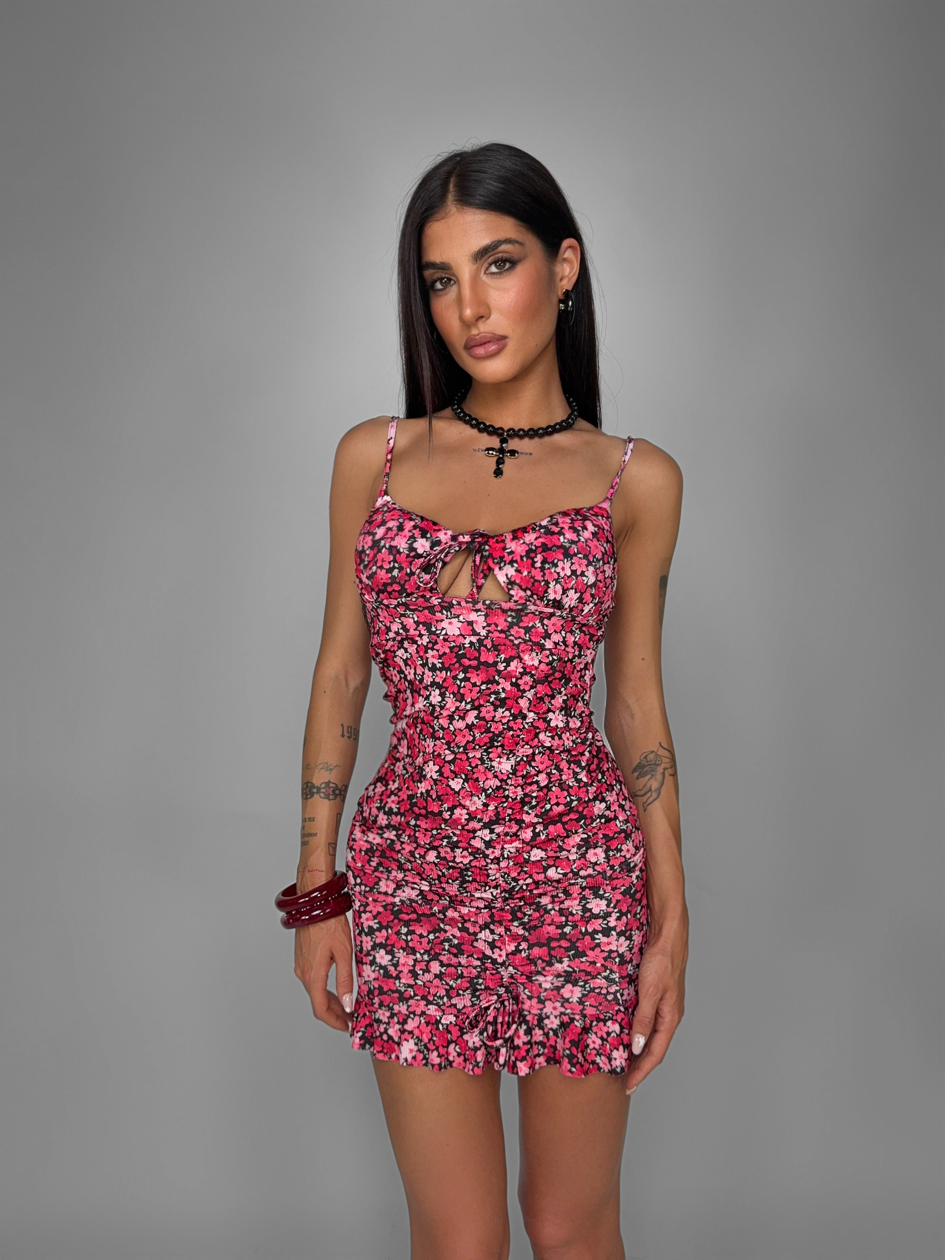 Abito Floral Glow-Pink