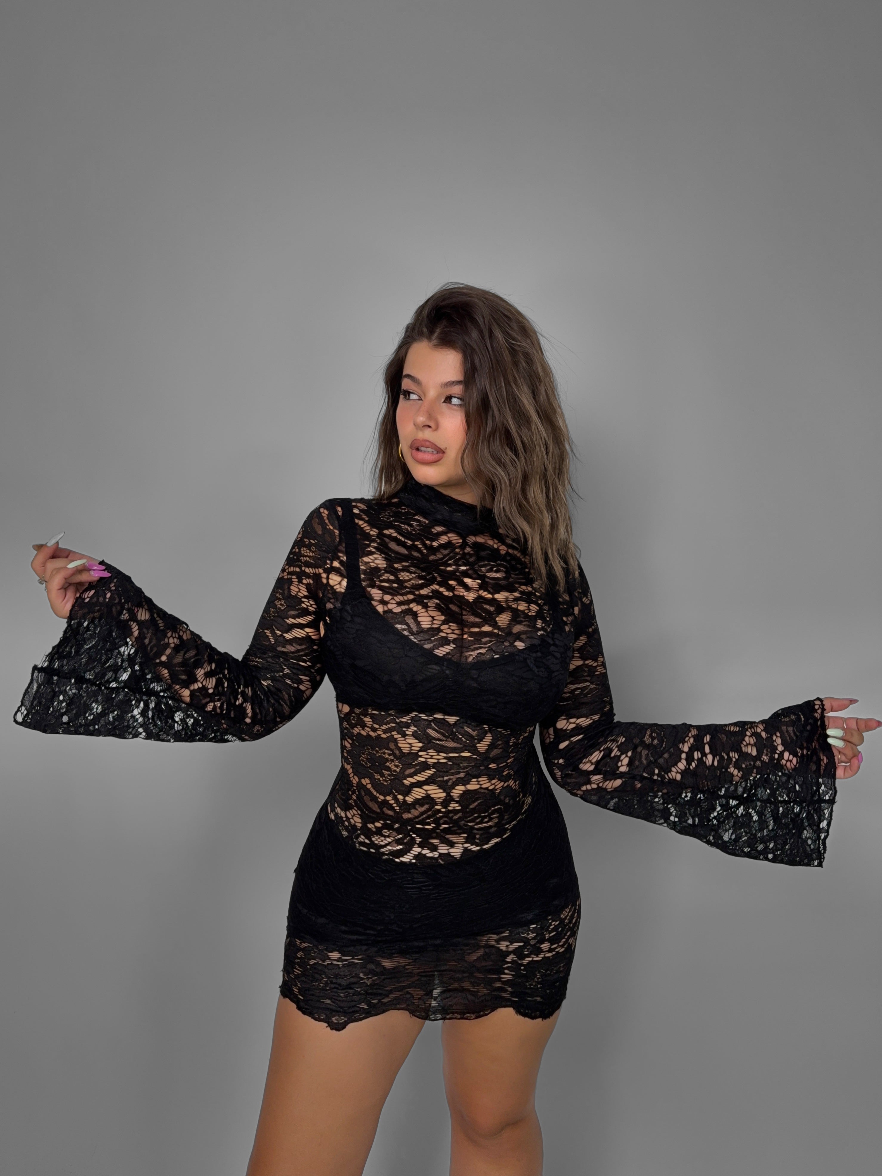 CURVY FIT - Abito Ethereal Lace - Black