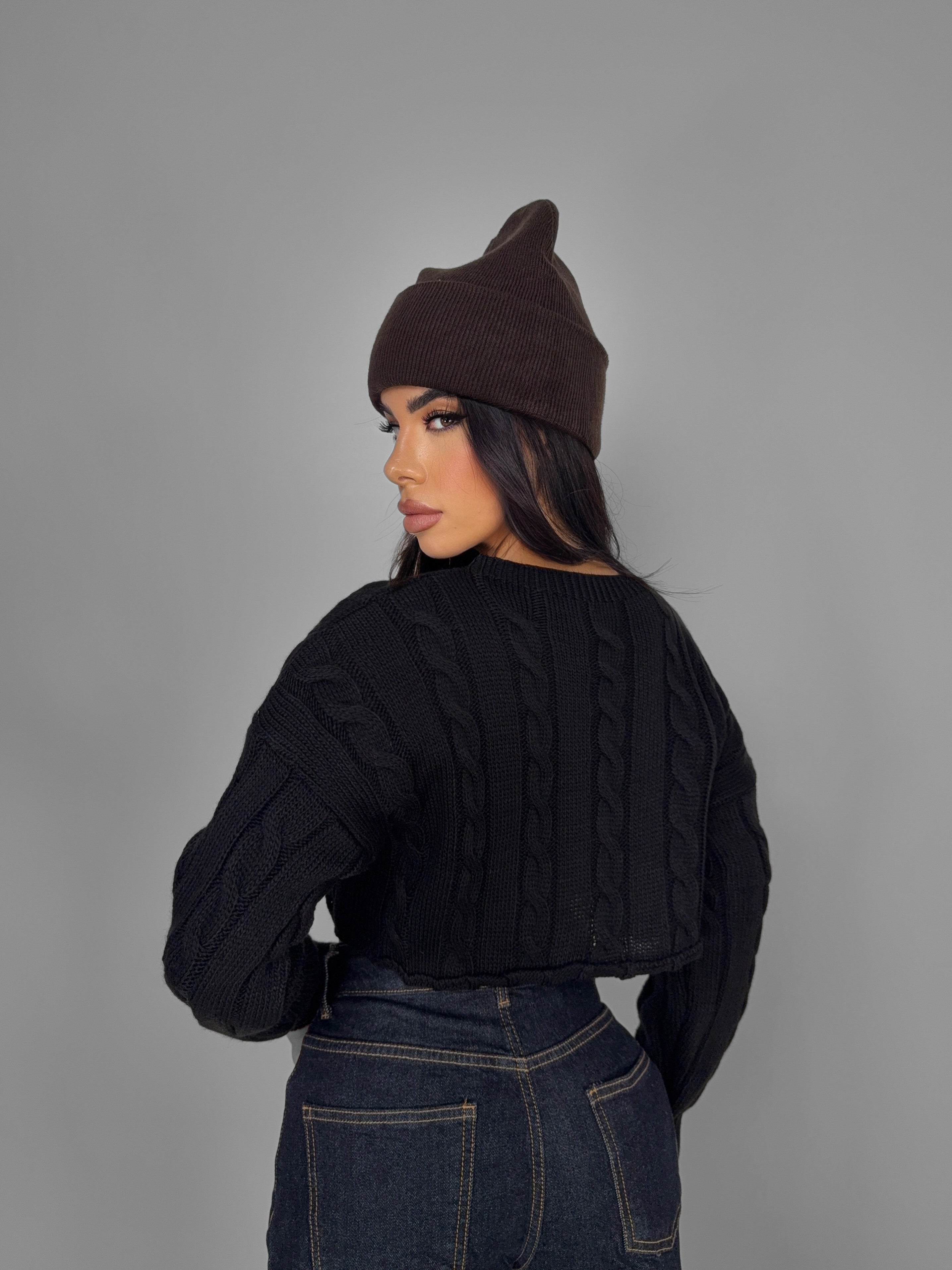 Maglione Crop Off-Black