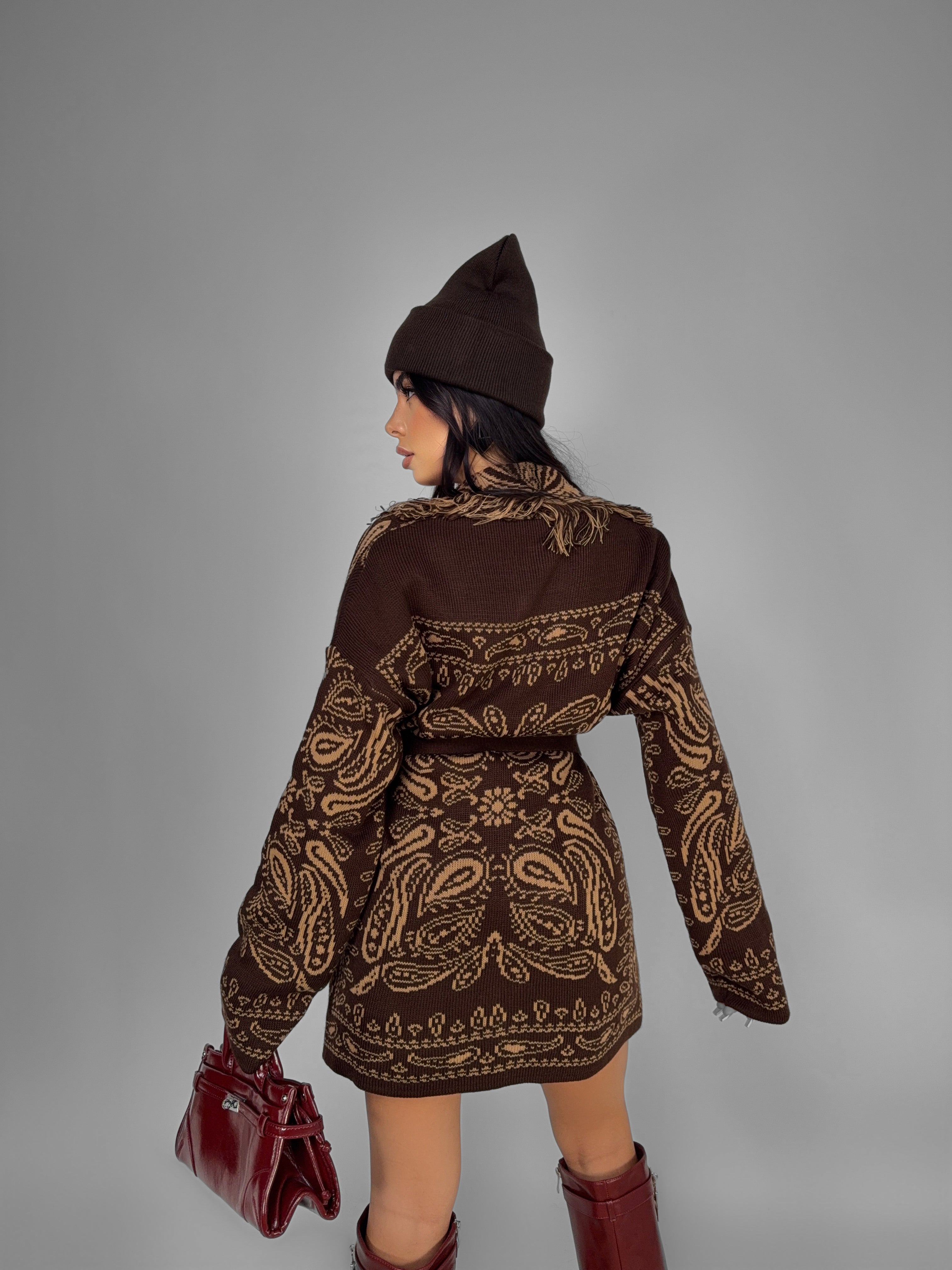 Cardigan Designer Wave-Brown