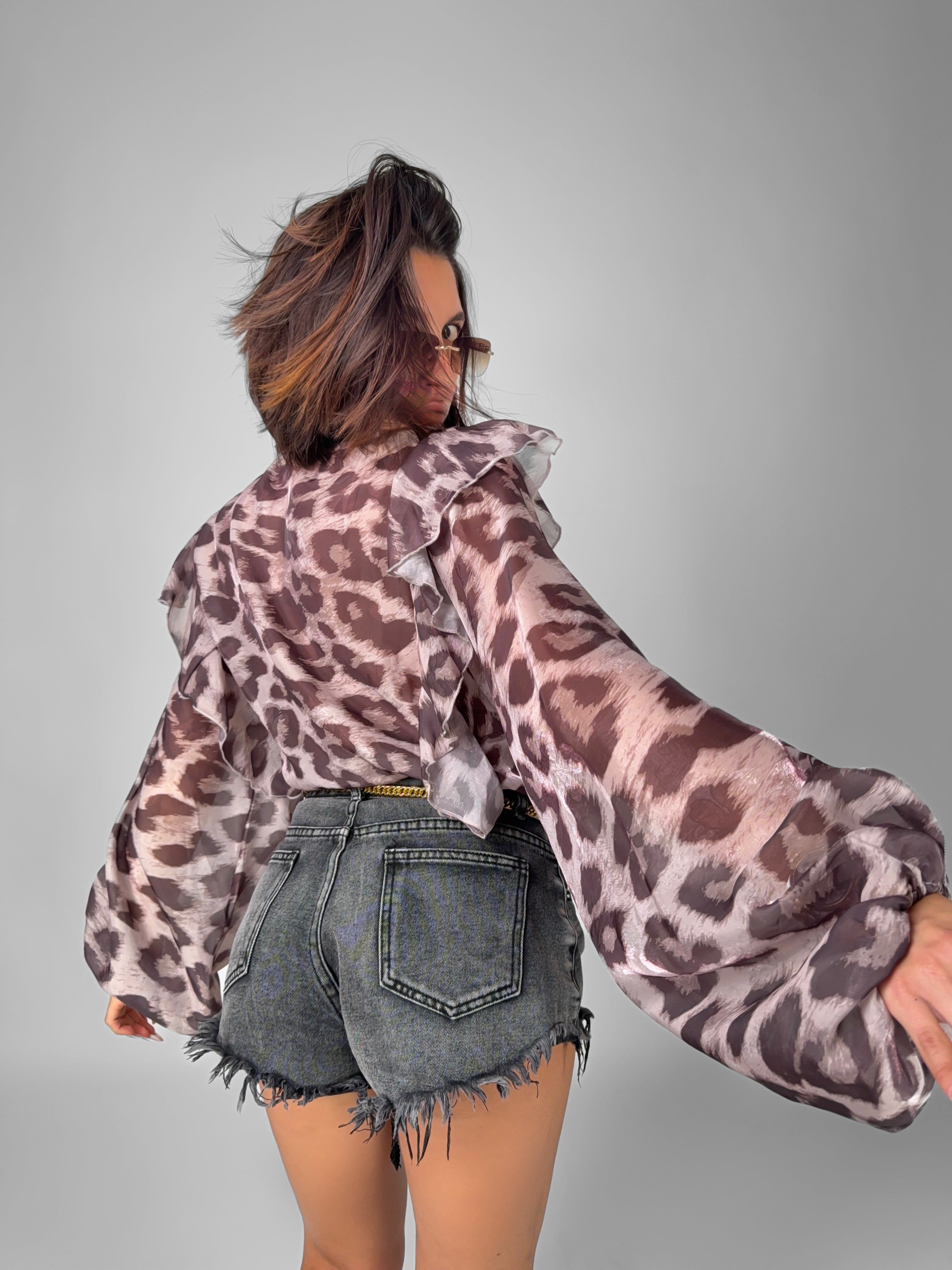 Frilled Leopard Shirt