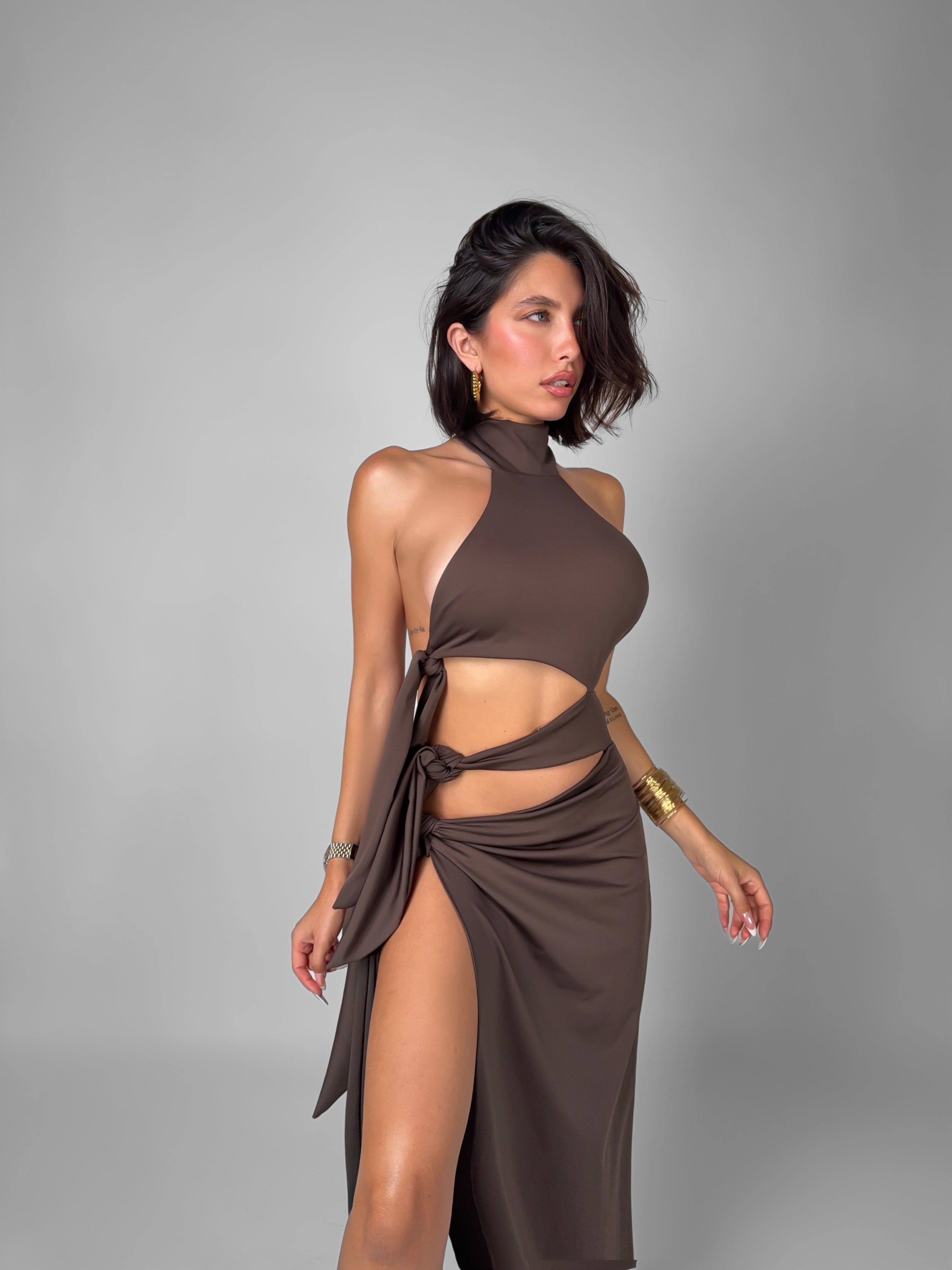 Abito Evening Gown - Brown