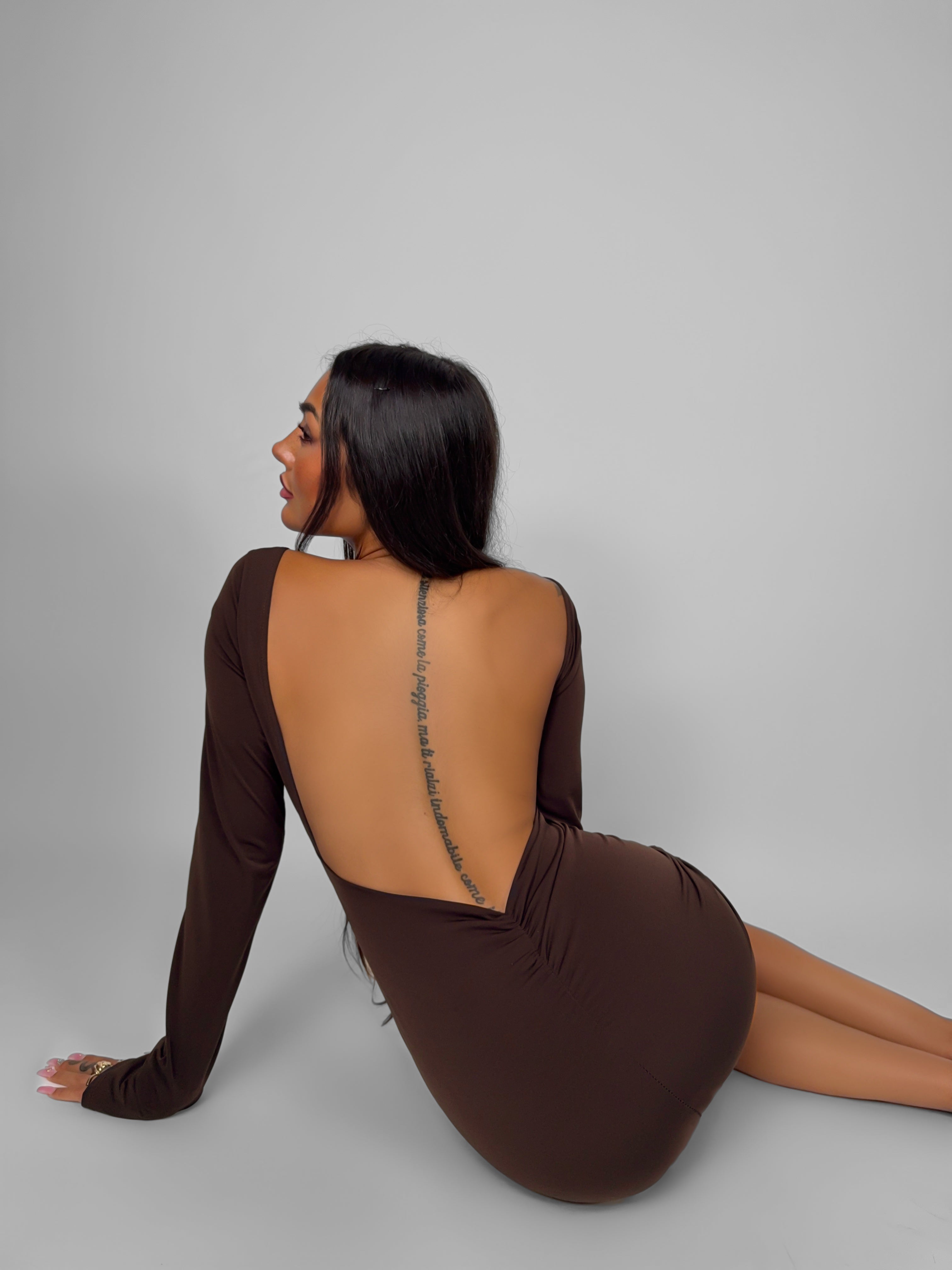 Abito Backless Gown - Brown