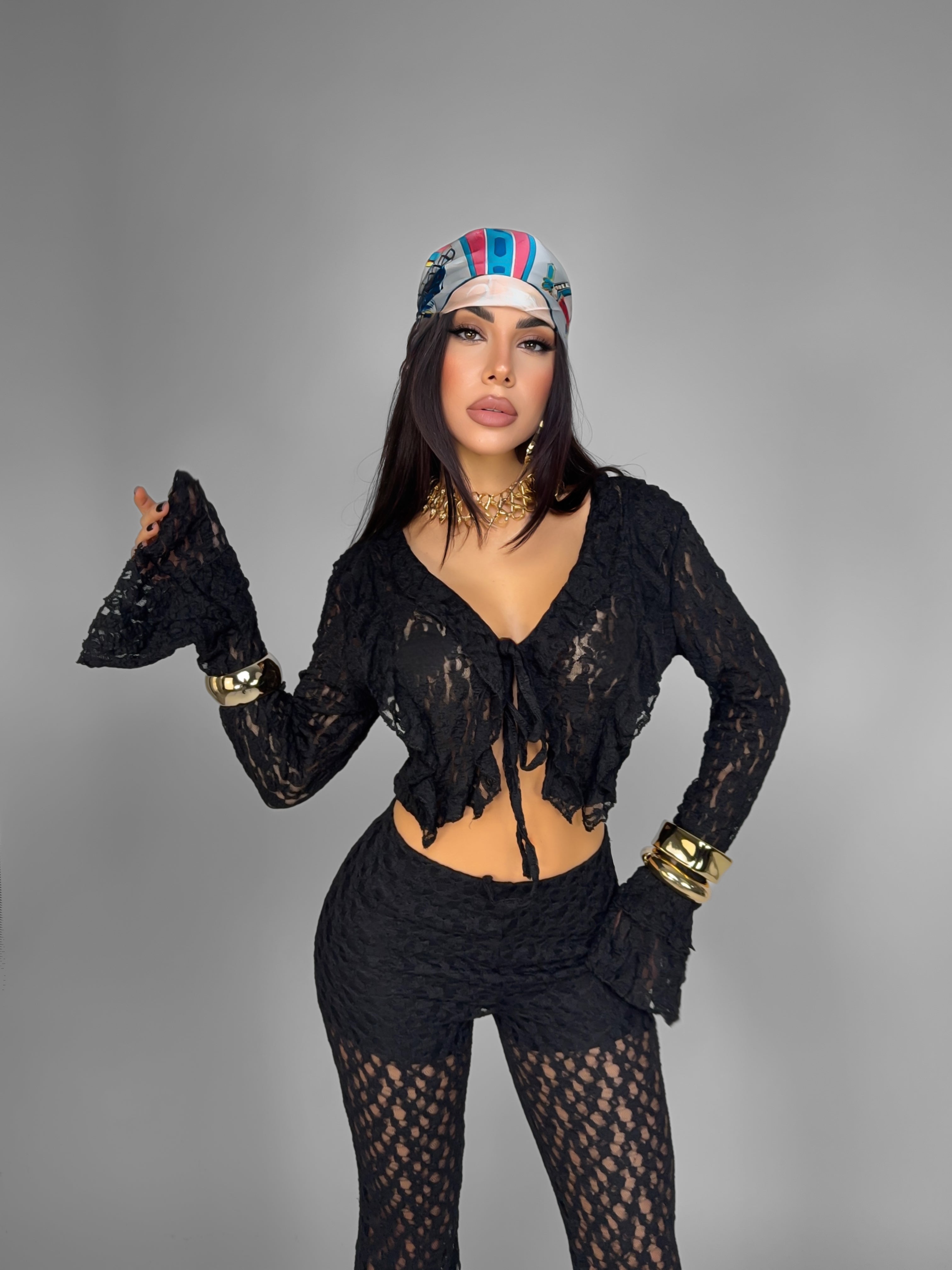 Top Lace Blossom-Black