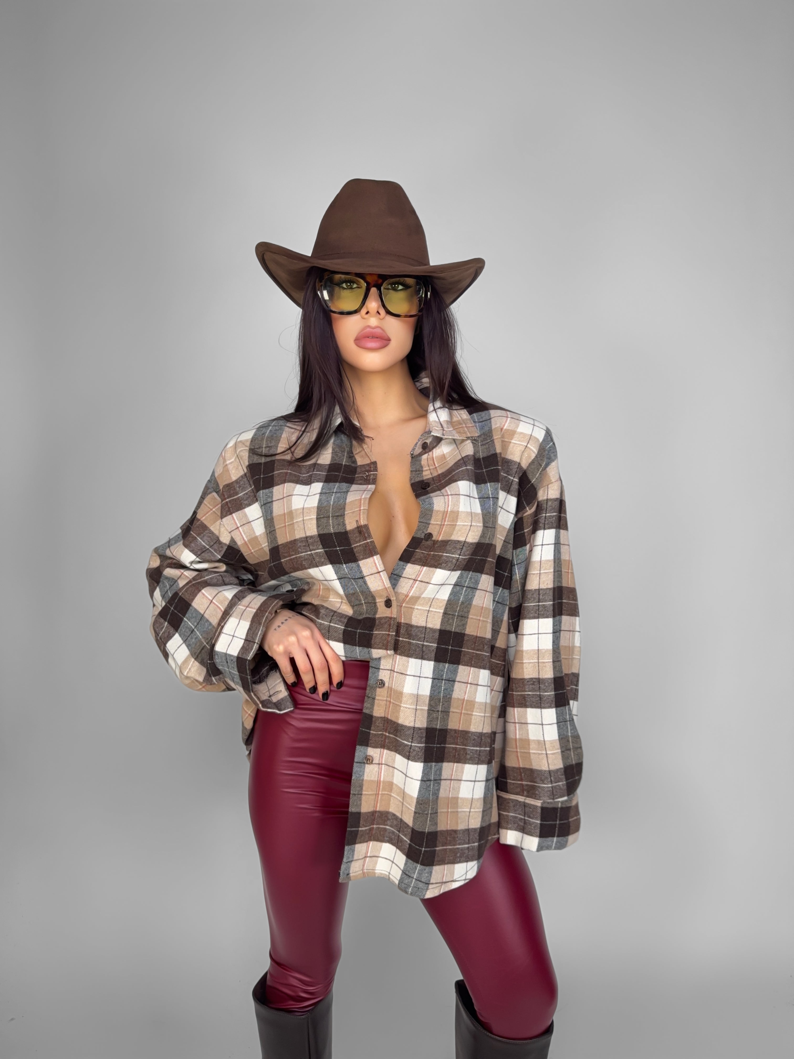 Camicia Country Check- Brown