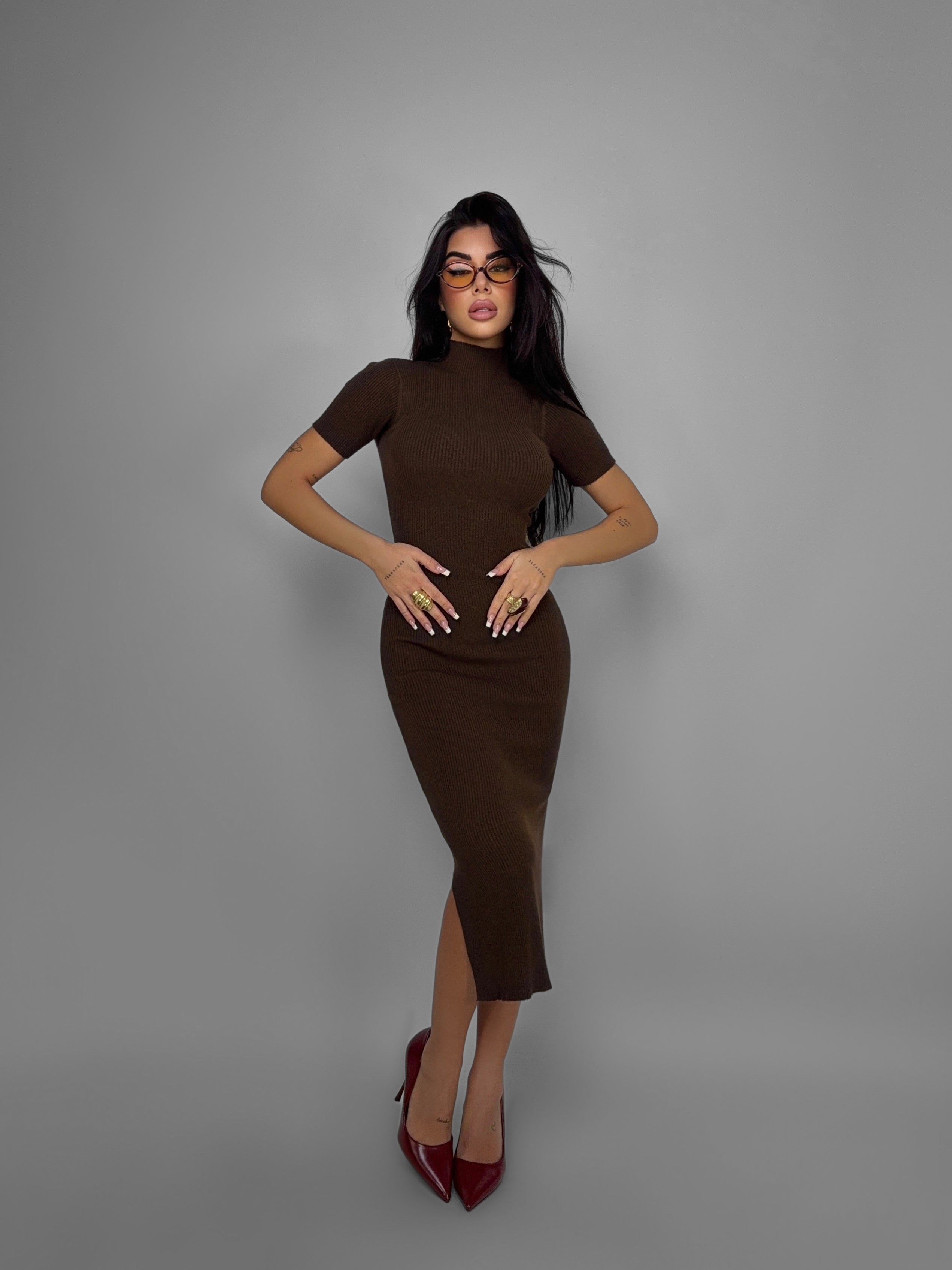 Abito Thick Ribbed-Brown