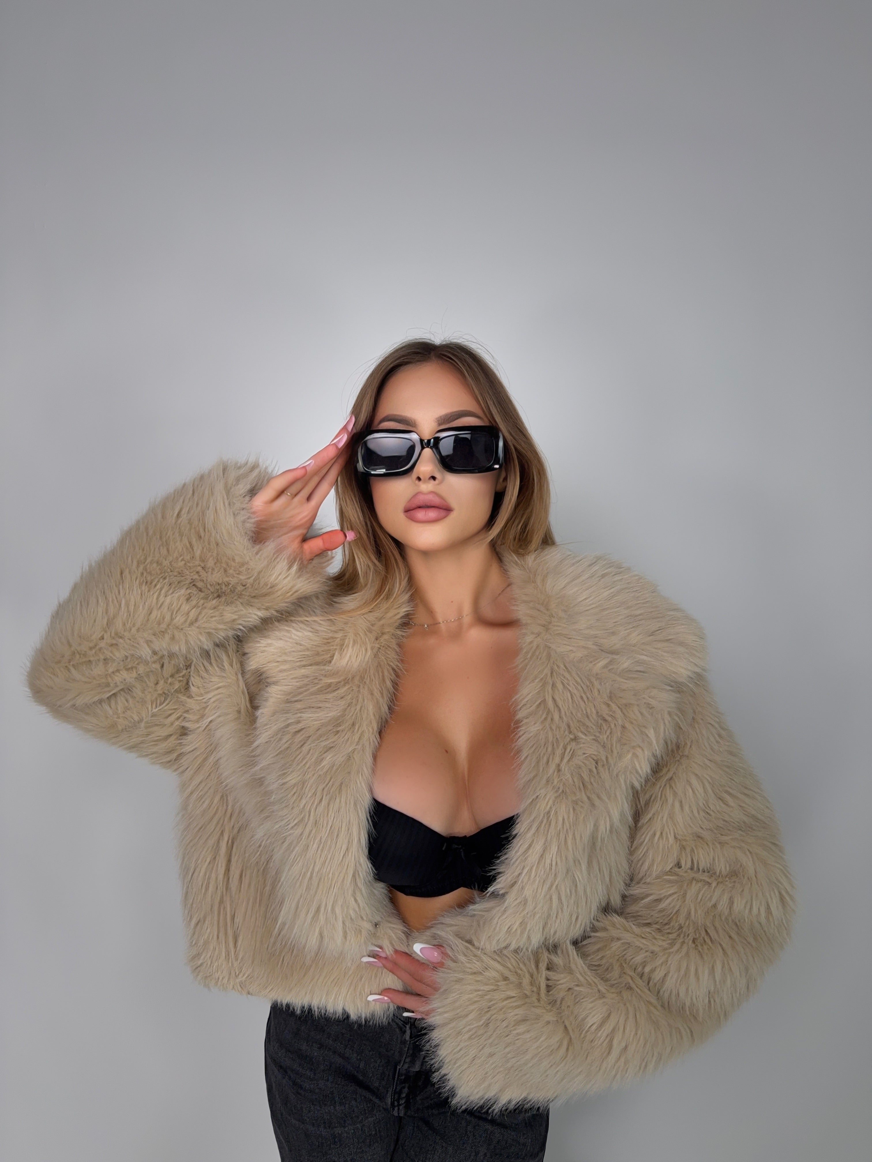 Pelliccia Crop Softly - Beige