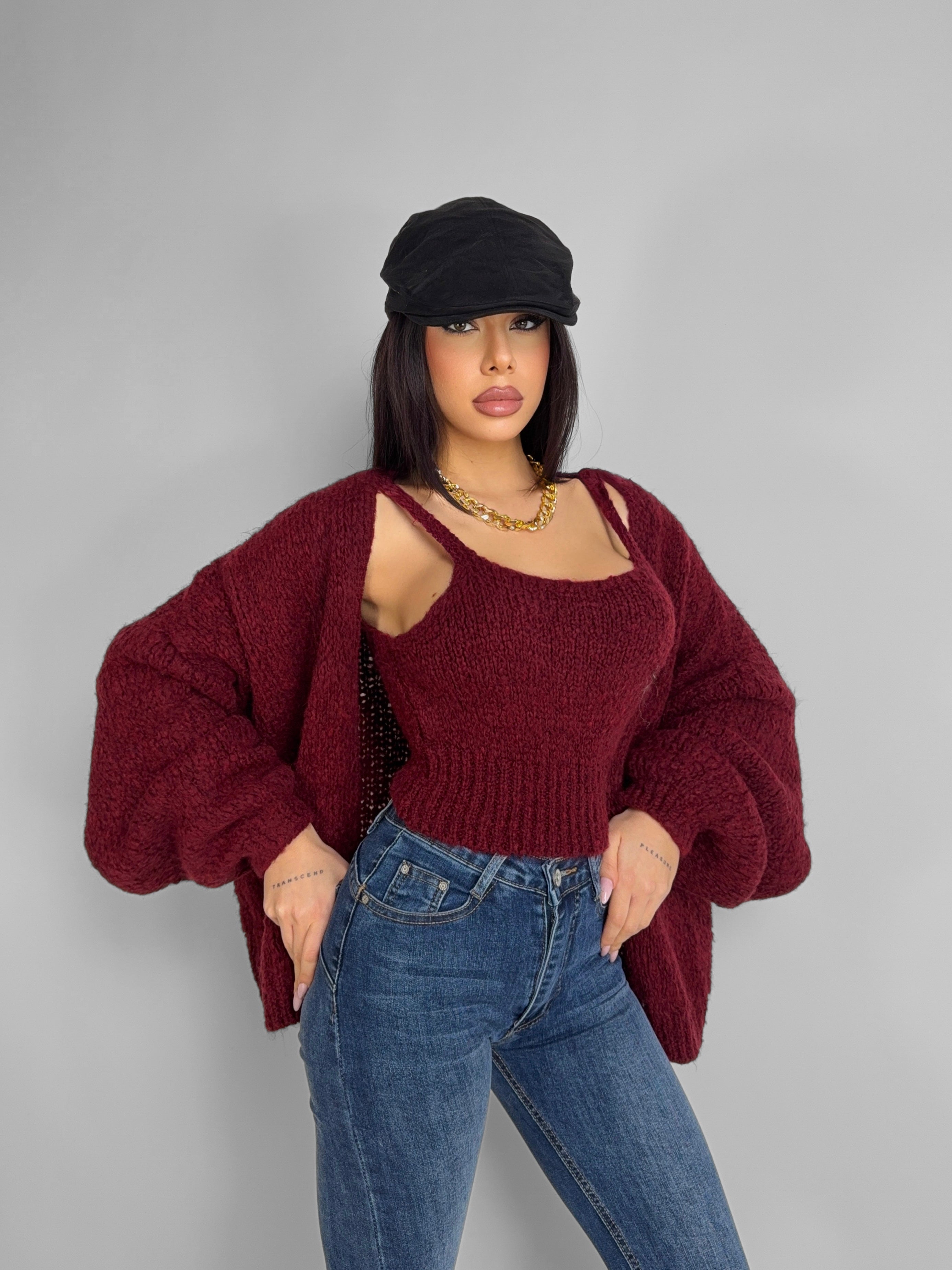 Cardigan + Top True Chic - Cherry Red