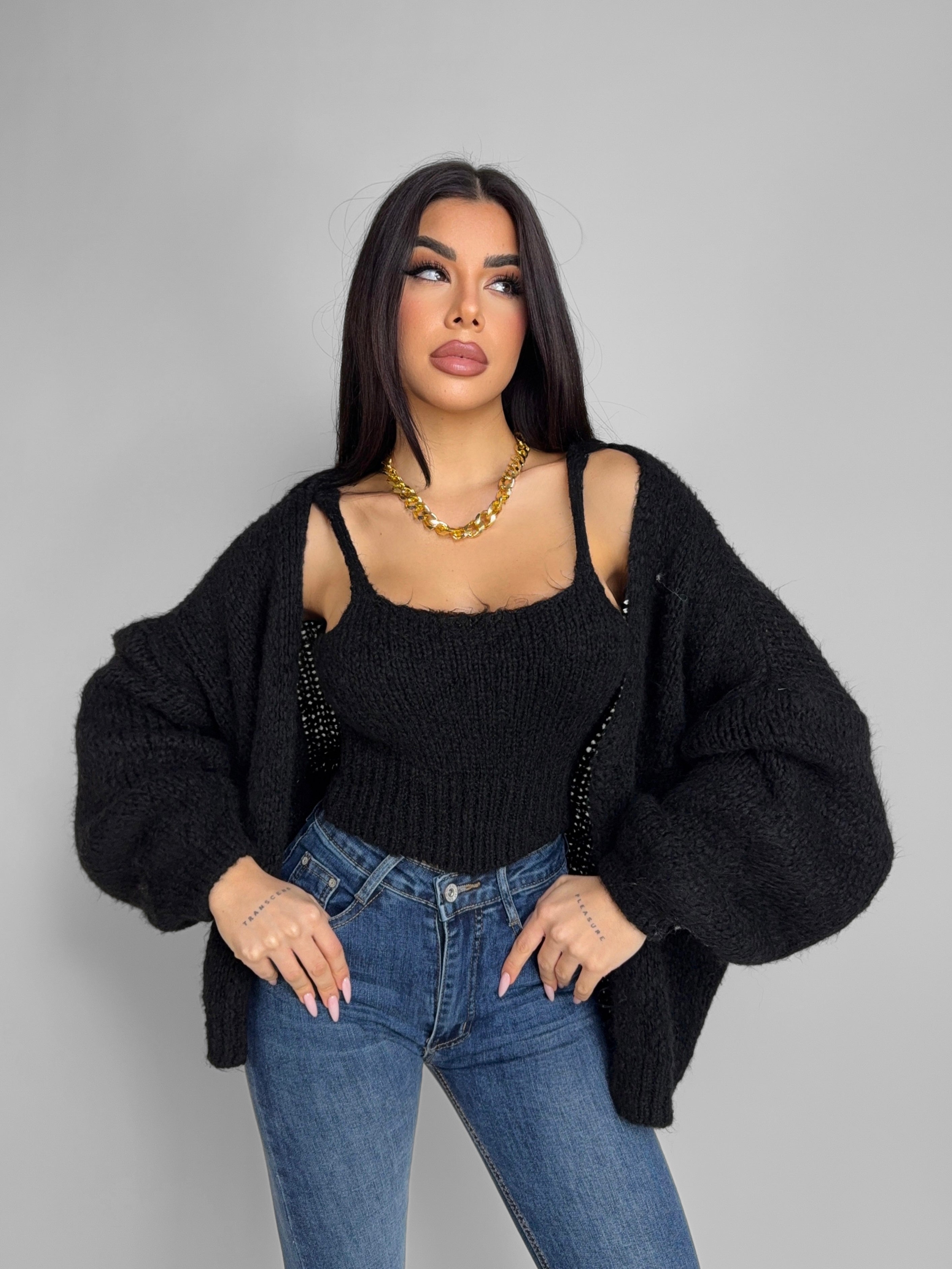 Cardigan + Top True Chic - Black