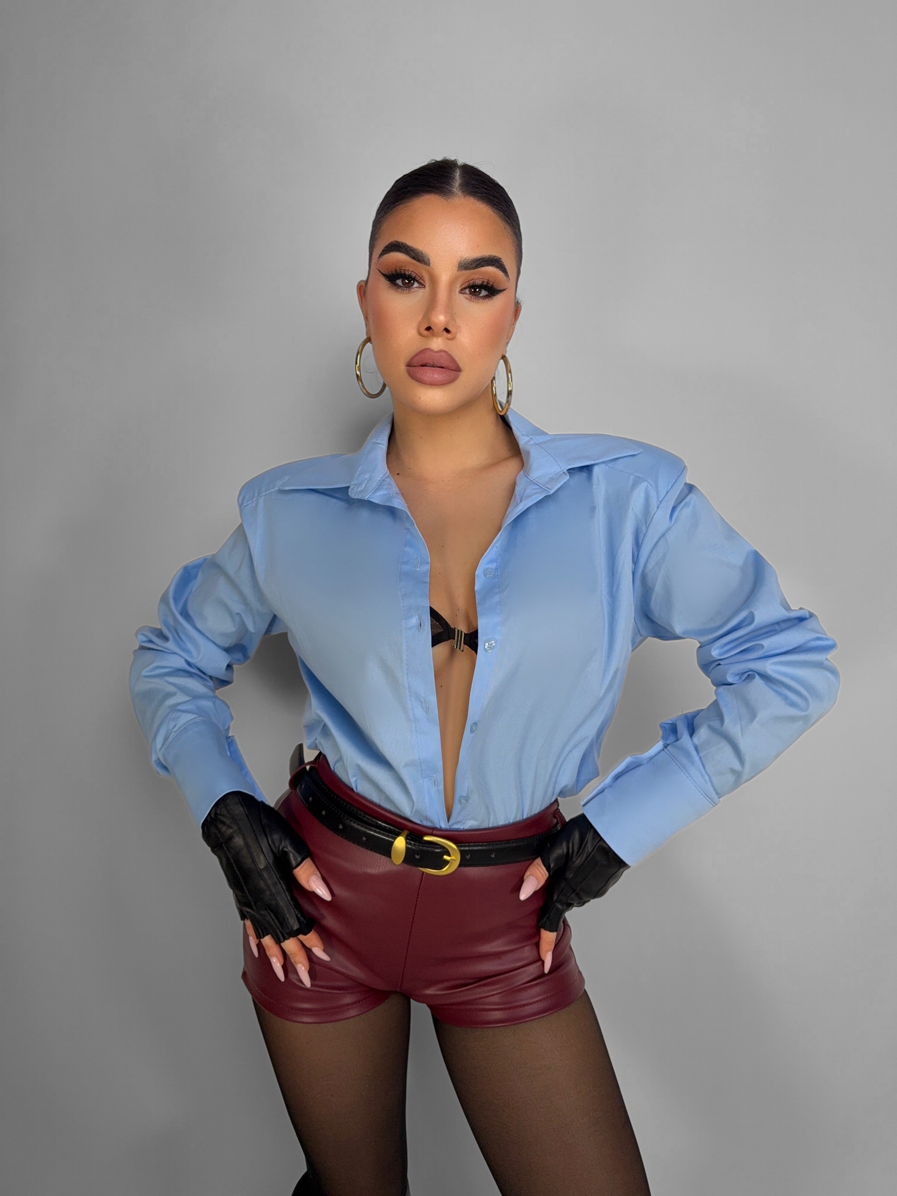 Camicia Mega Shoulder - Blue