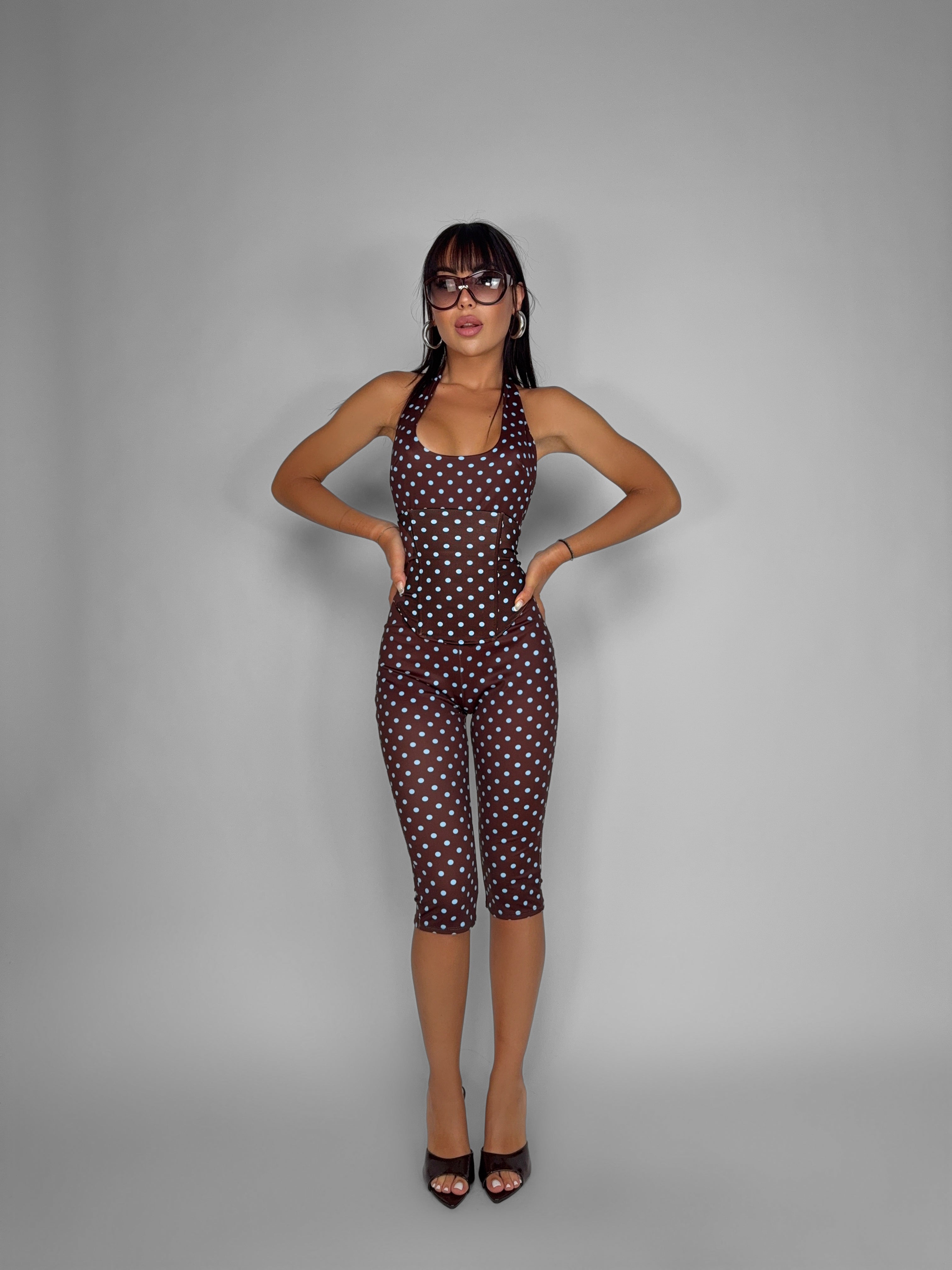 Dot Icon Jumpsuit - Brown