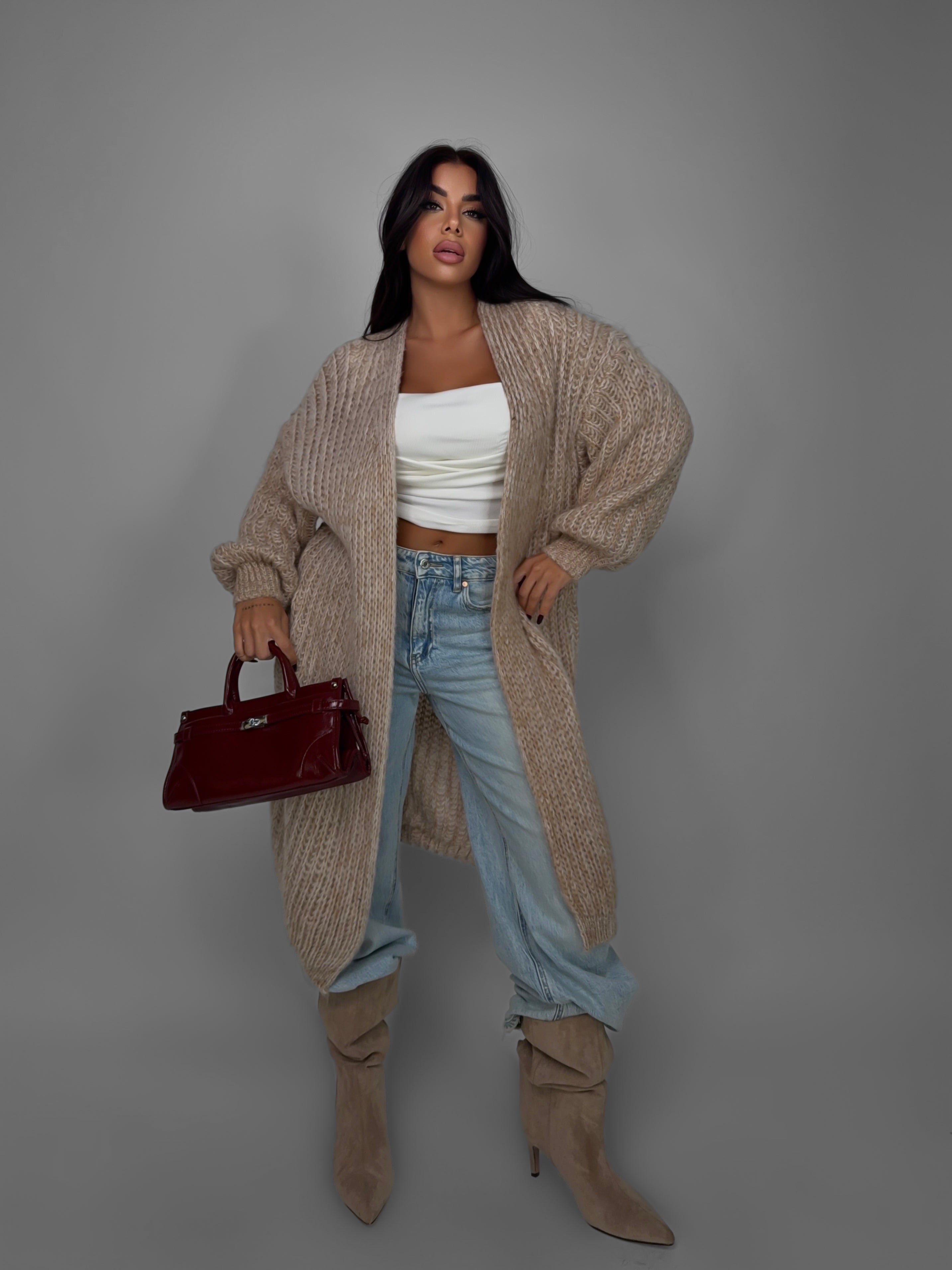 Maxi Cardigan Braid - Beige