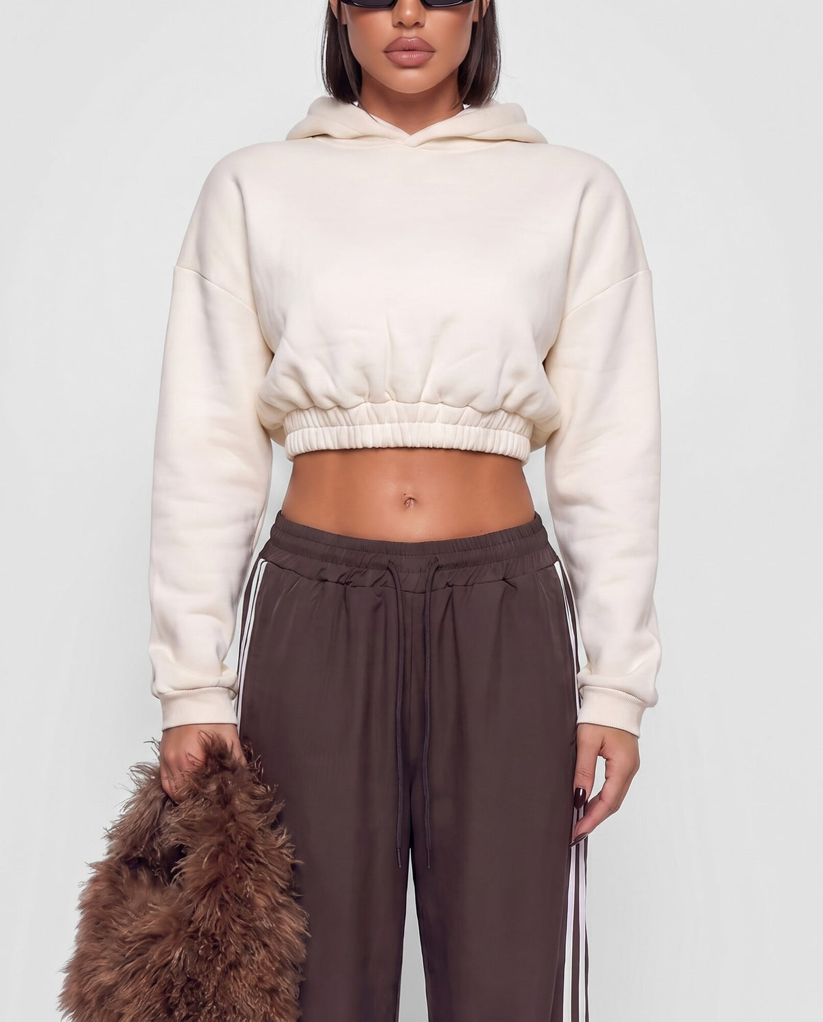 Felpa Crop Cozy-Beige