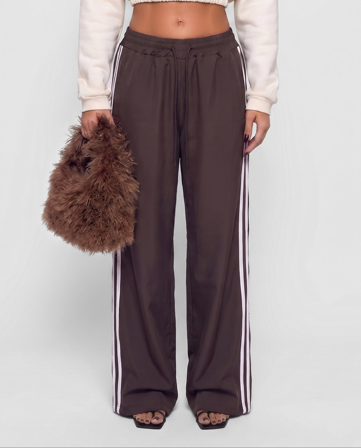 Pantalone Side Stripe-Brown