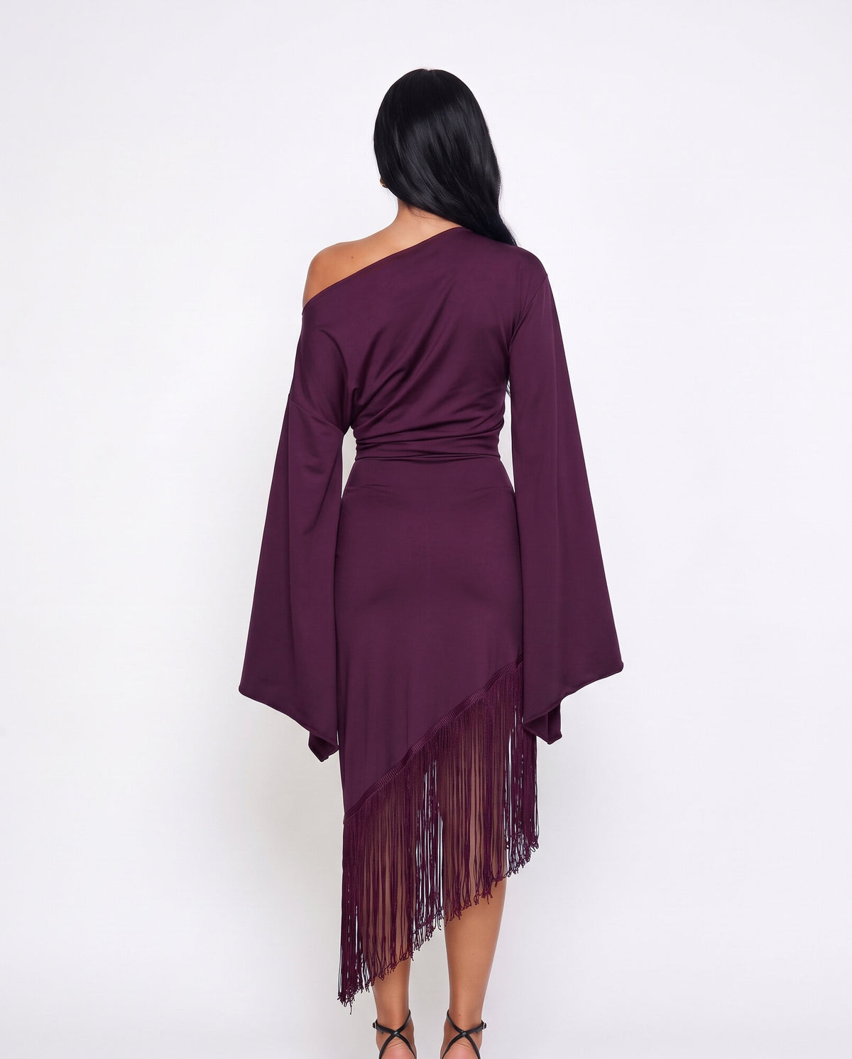 Abito Fringe Hem-Wine