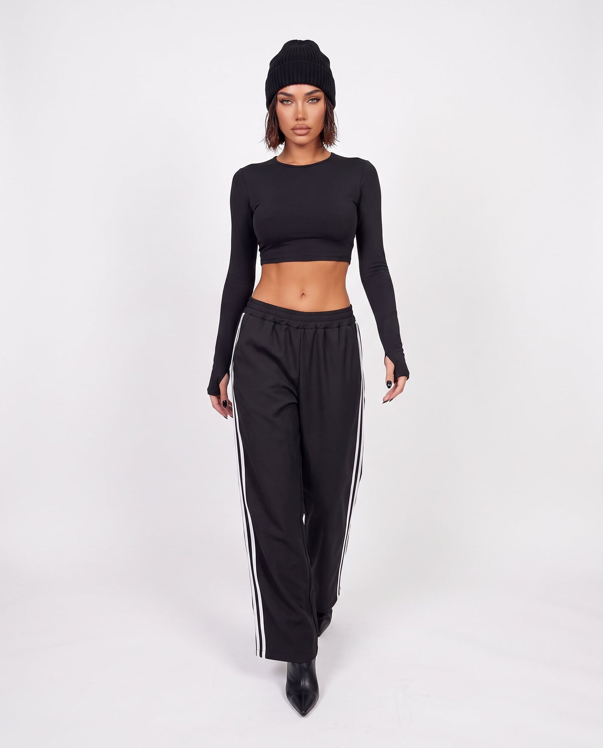Pantalone Side Stripe-Black