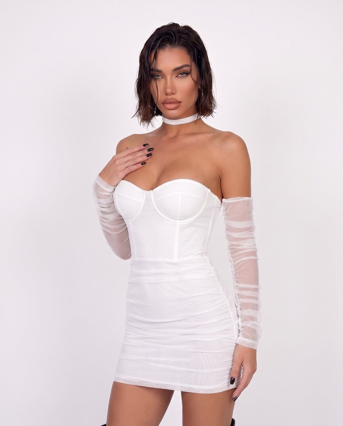 Abito Tulle Corset-White