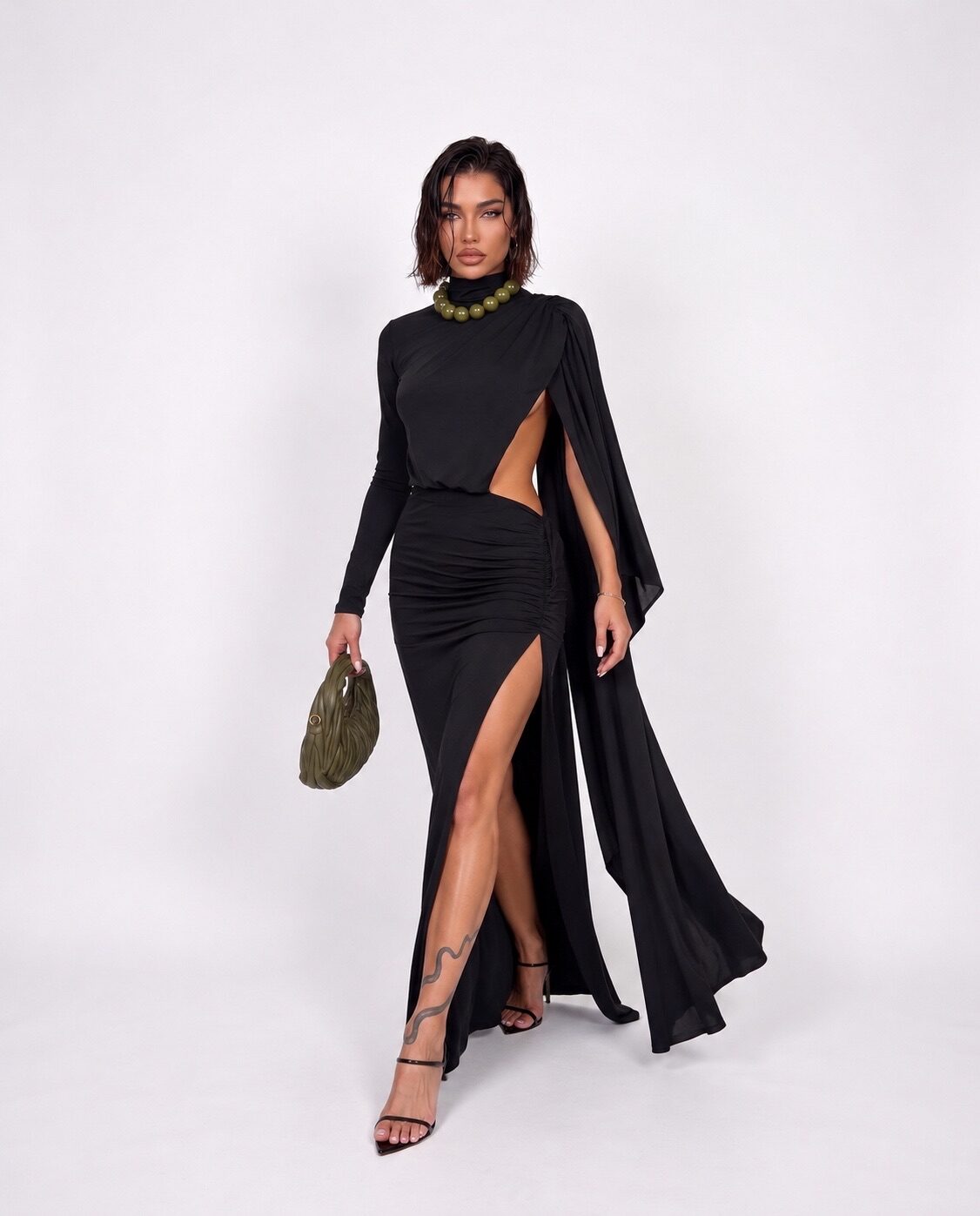 Abito Cape Slit-Black