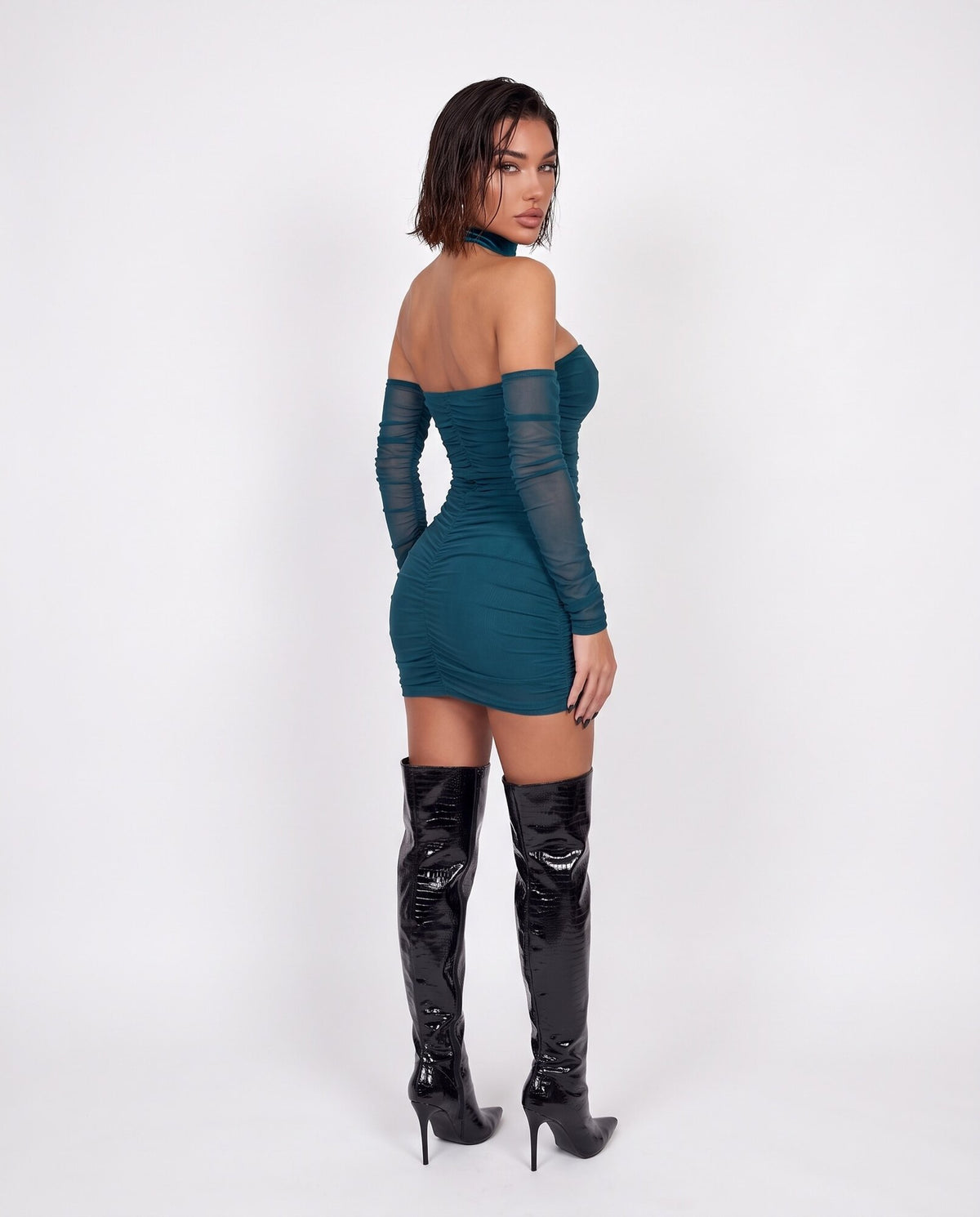 Abito Tulle Corset-Teal