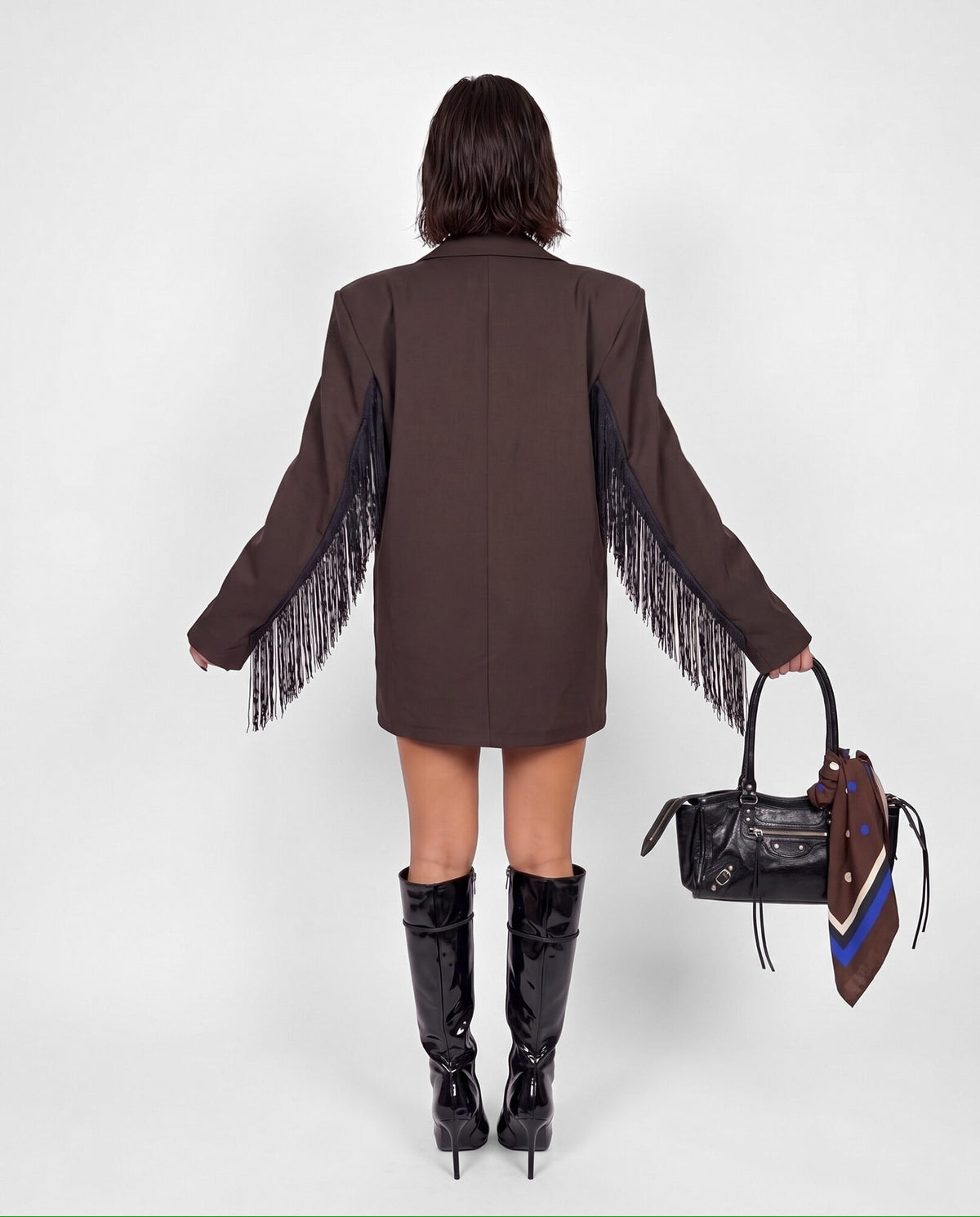 Giacca Fringe Line-Brown