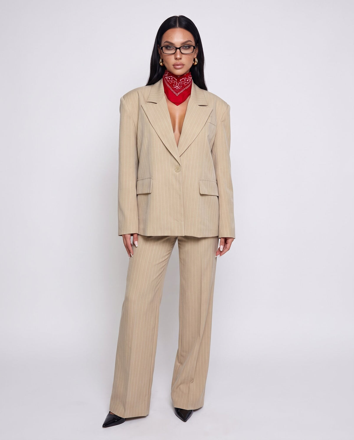 Coord Set Pinstripe-Beige