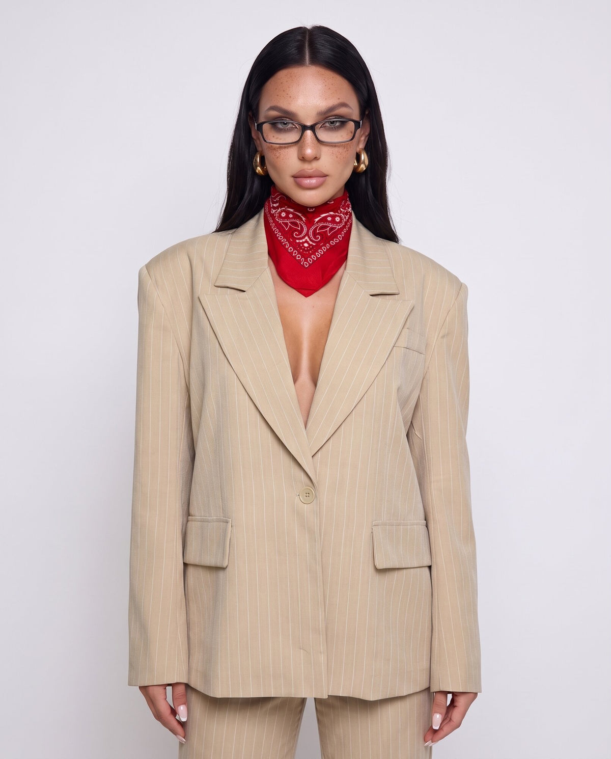 Coord Set Pinstripe-Beige