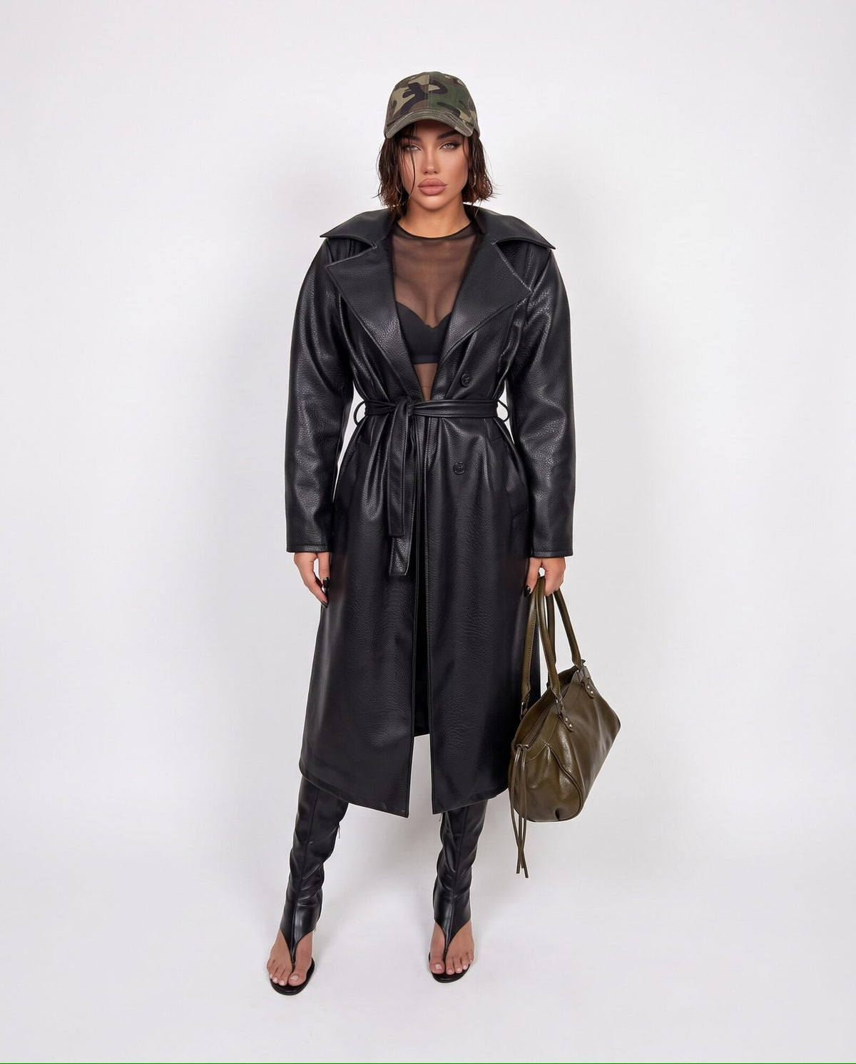 Total Look Long Leather-Black