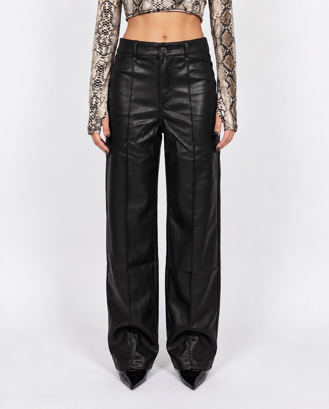 Pantalone Leather Seam-Black
