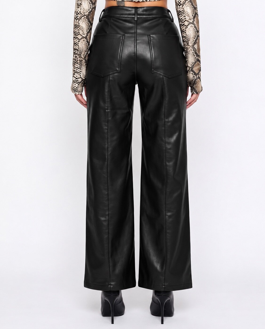 Pantalone Leather Seam-Black