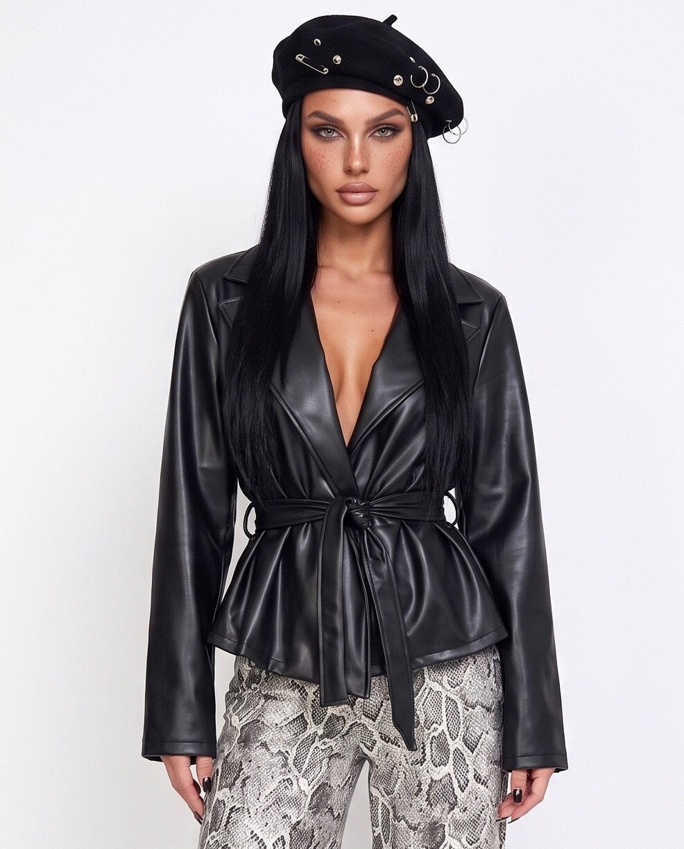 Trench Glossy Leather-Black