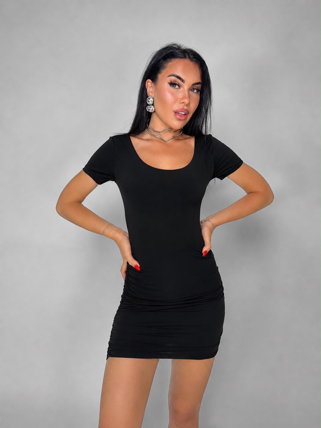 Abito Minimal Drape-Black