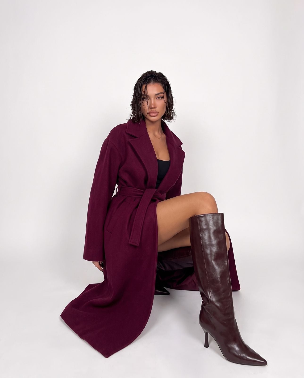 Wrap Coat - Cherry Red