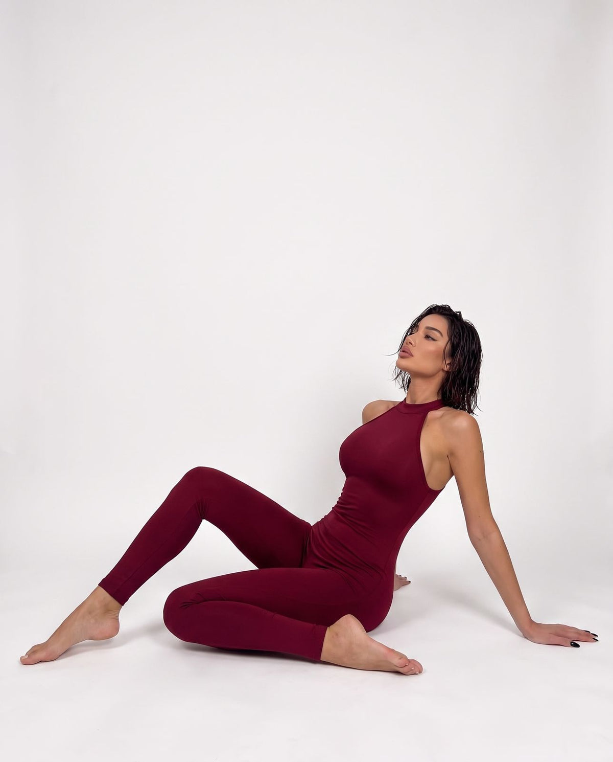 Mocha Jumpsuit - Cherry Red