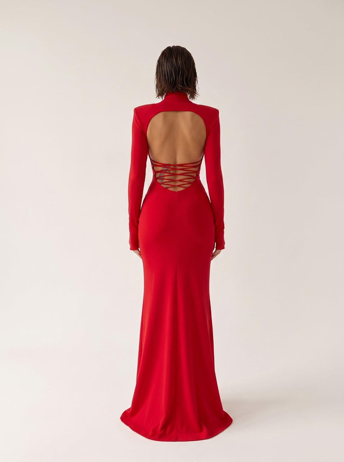 Abito Fitted Lace-Red