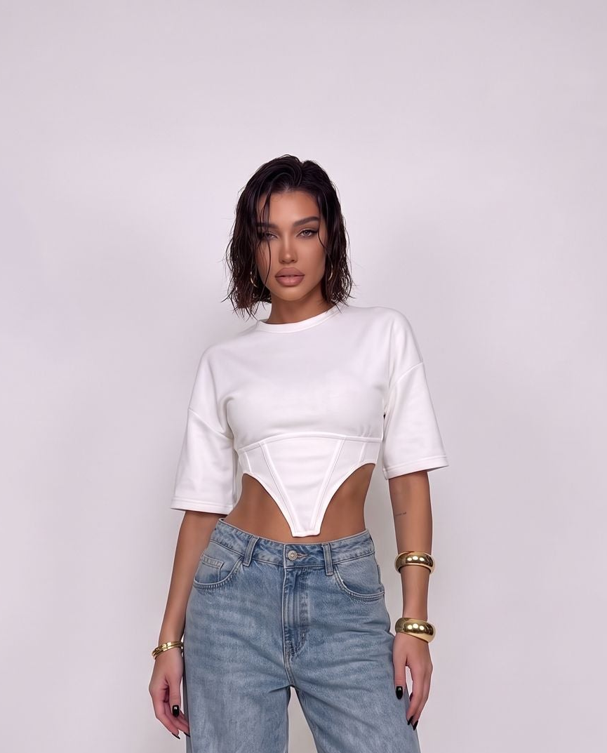 T-shirt Corset Waist - White