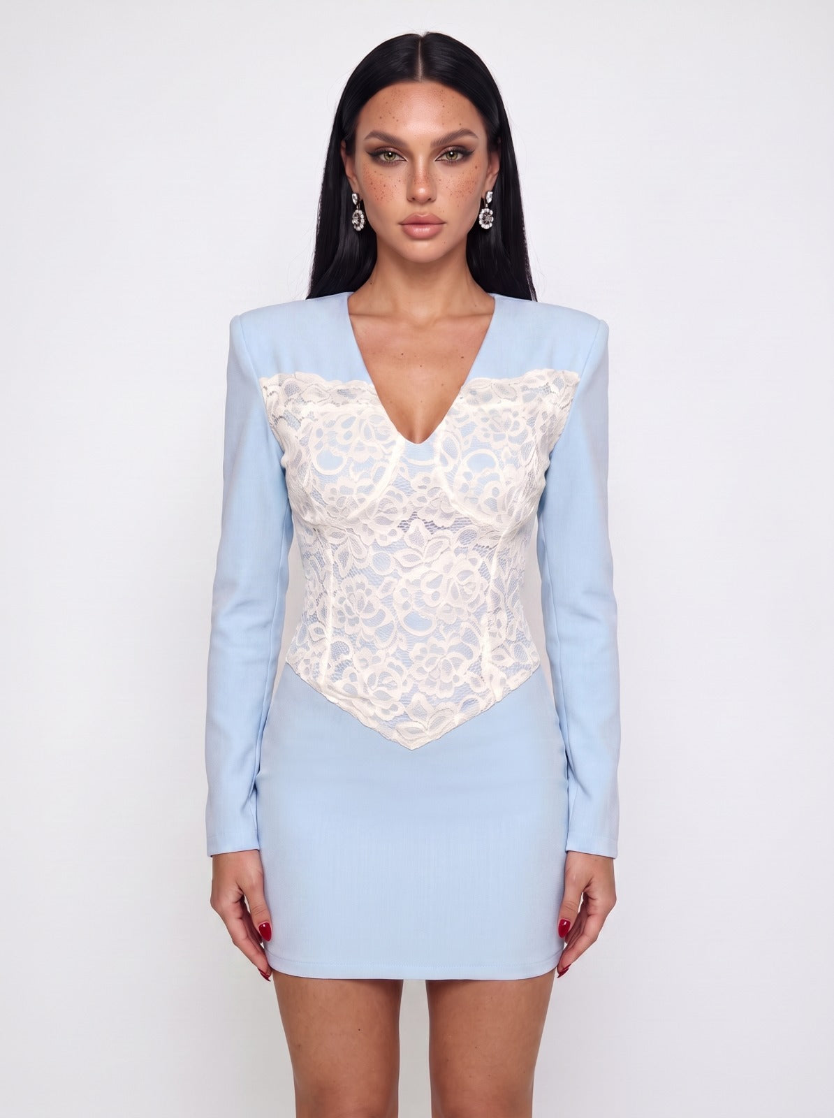 Abito Lace Overlay-Light Blue