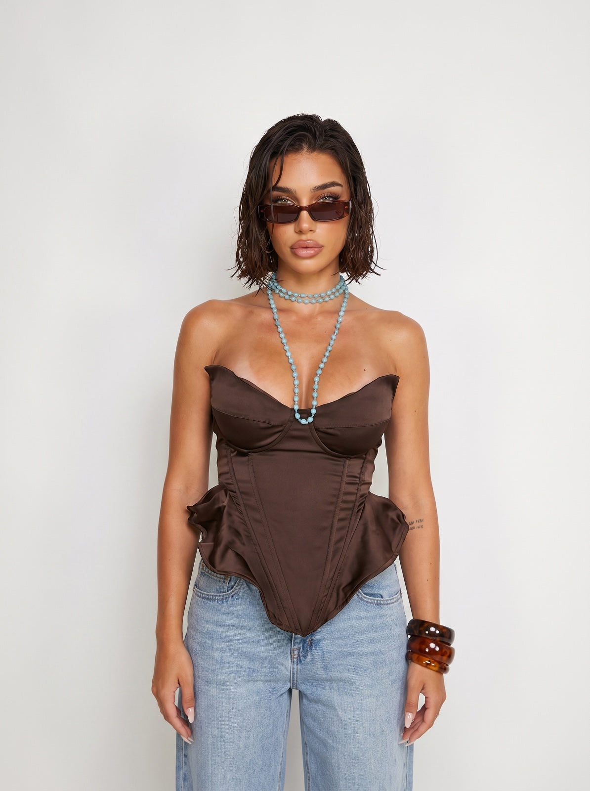 Corset Ruffled-Brown