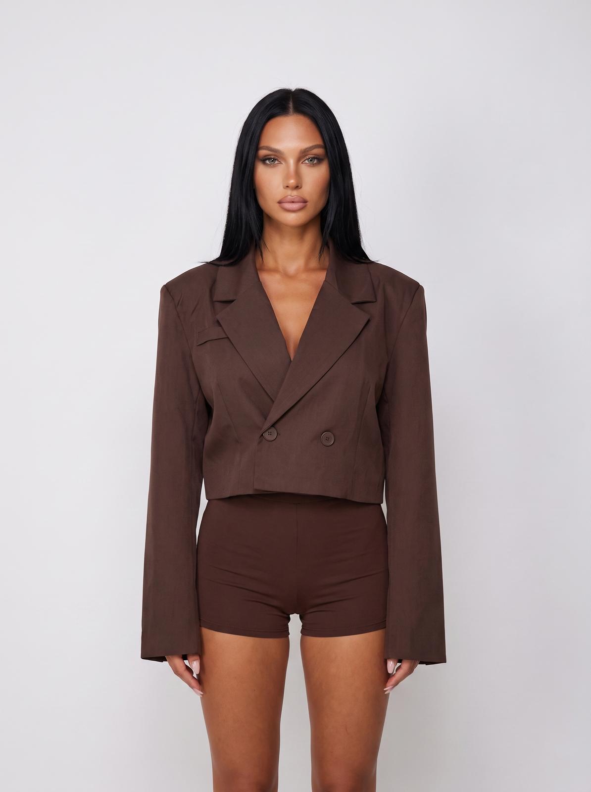 Giacca Clean Crop-Brown