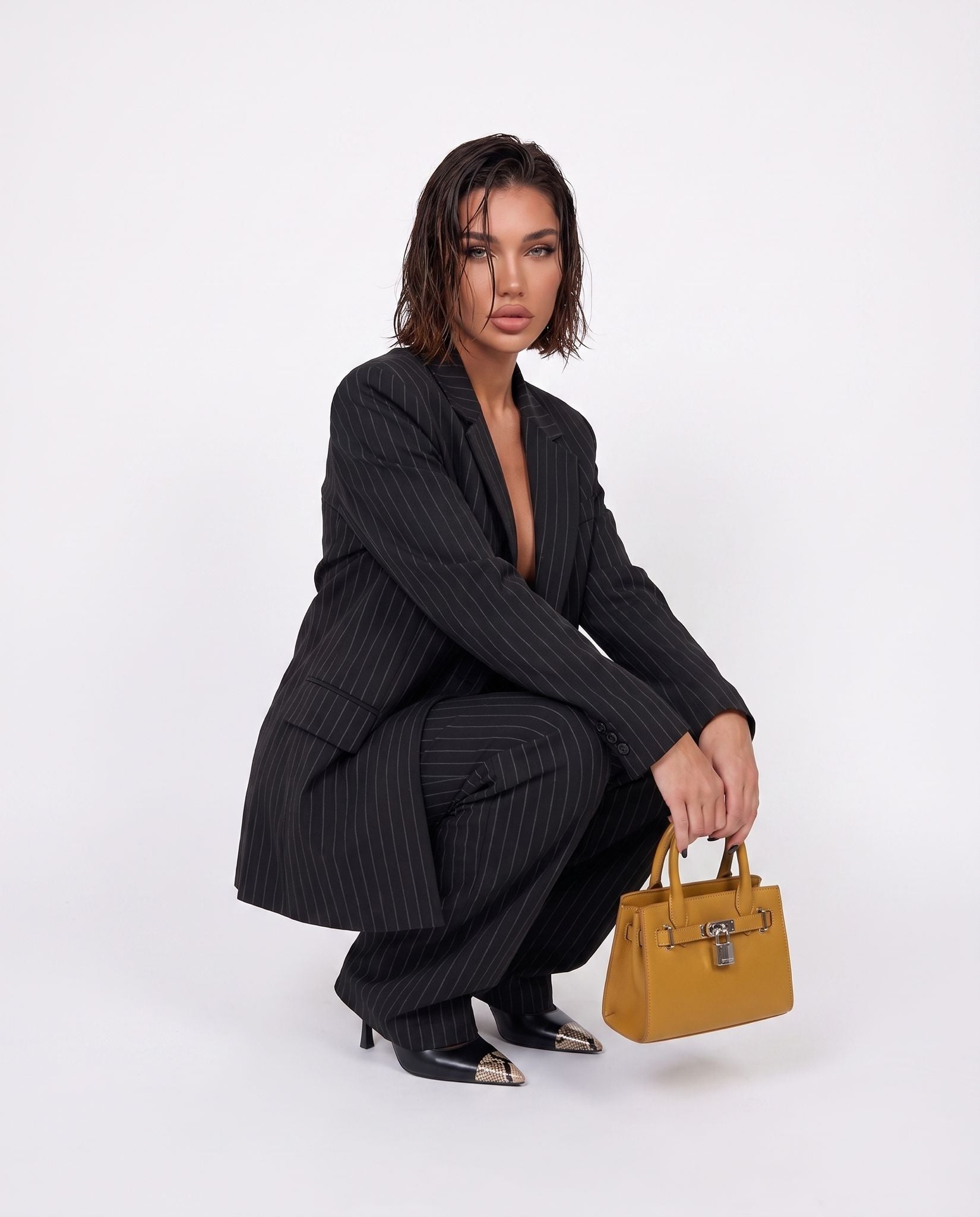 Giacca Chalk-Striped- Black