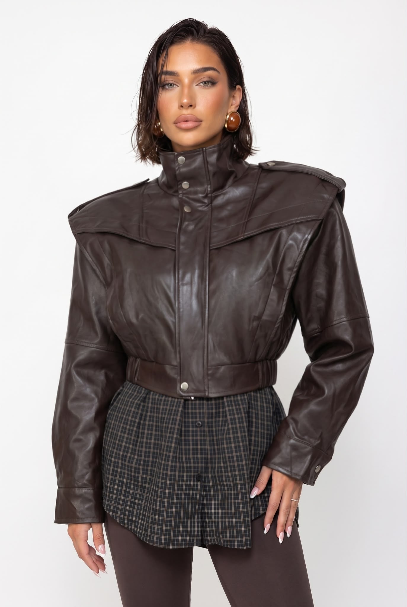 Giacca Leather Crush-Brown