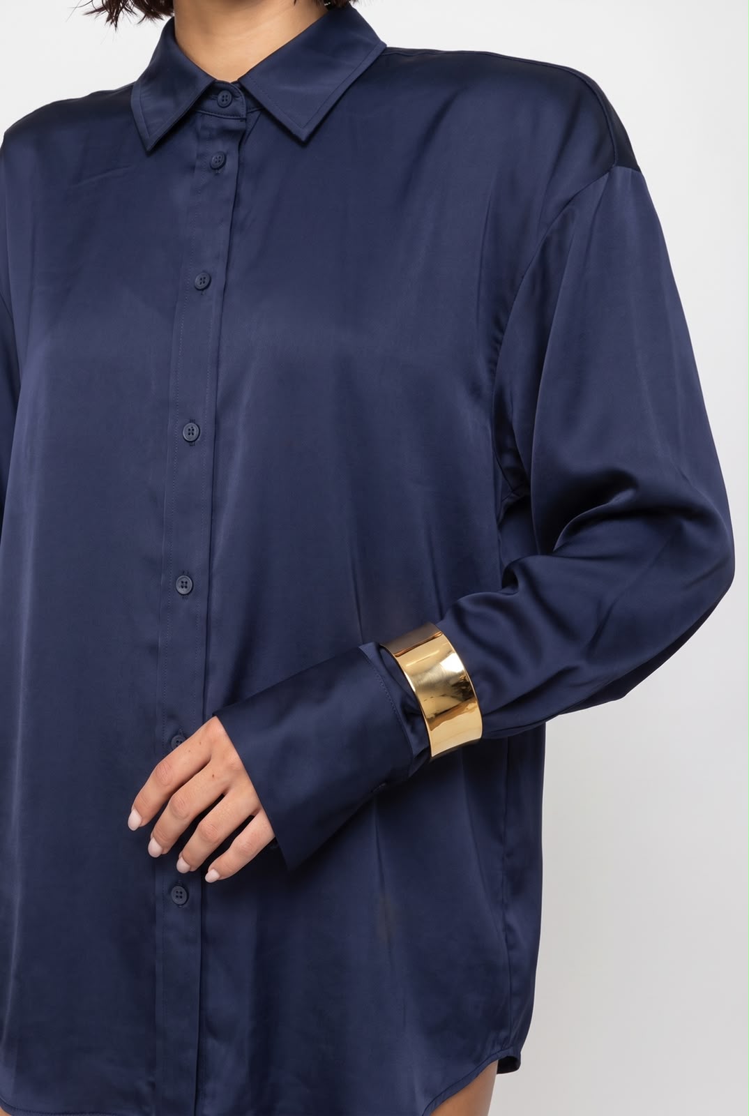 Shiny Satin Shirt-Violet
