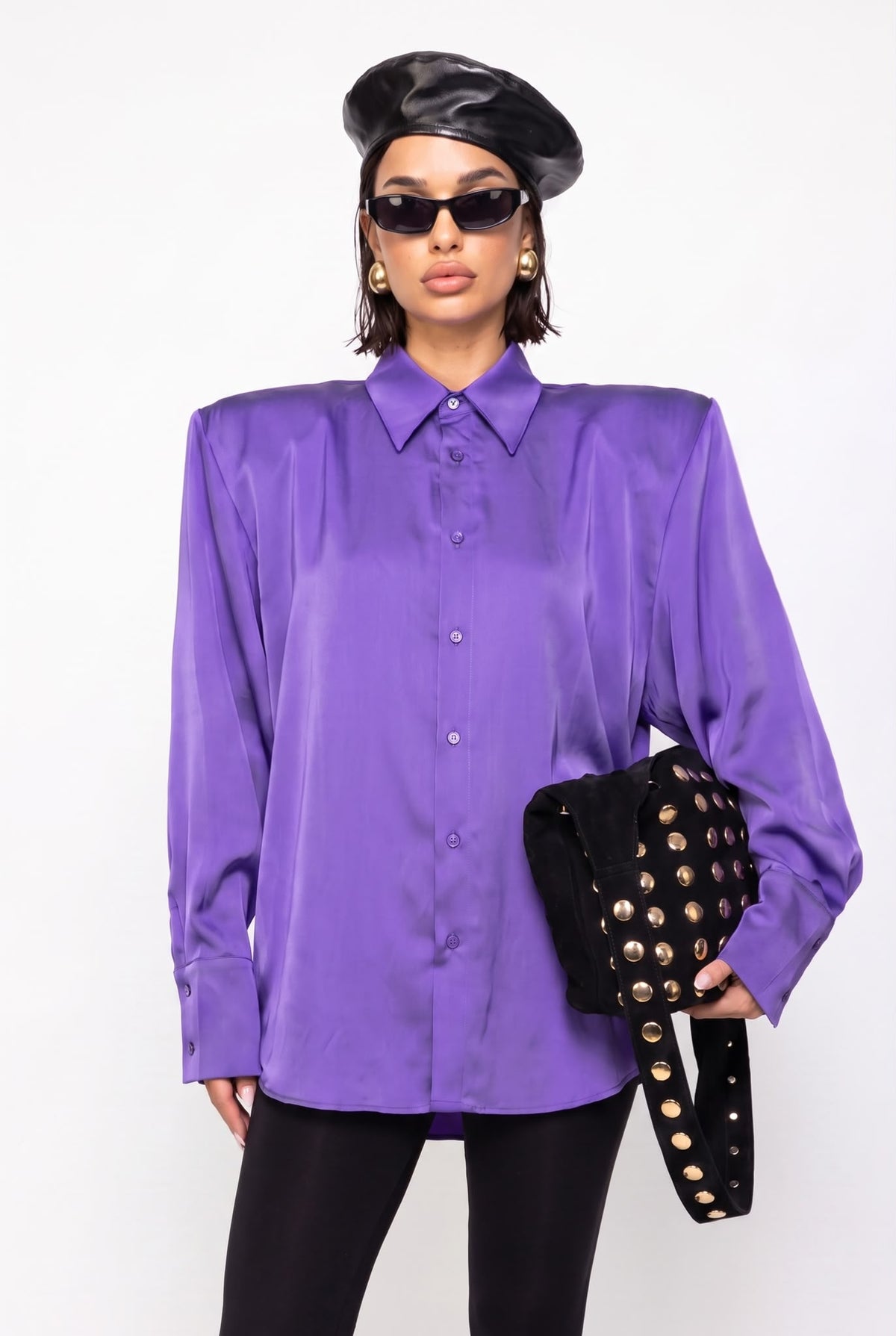 Camicia Shiny Satin-Viola
